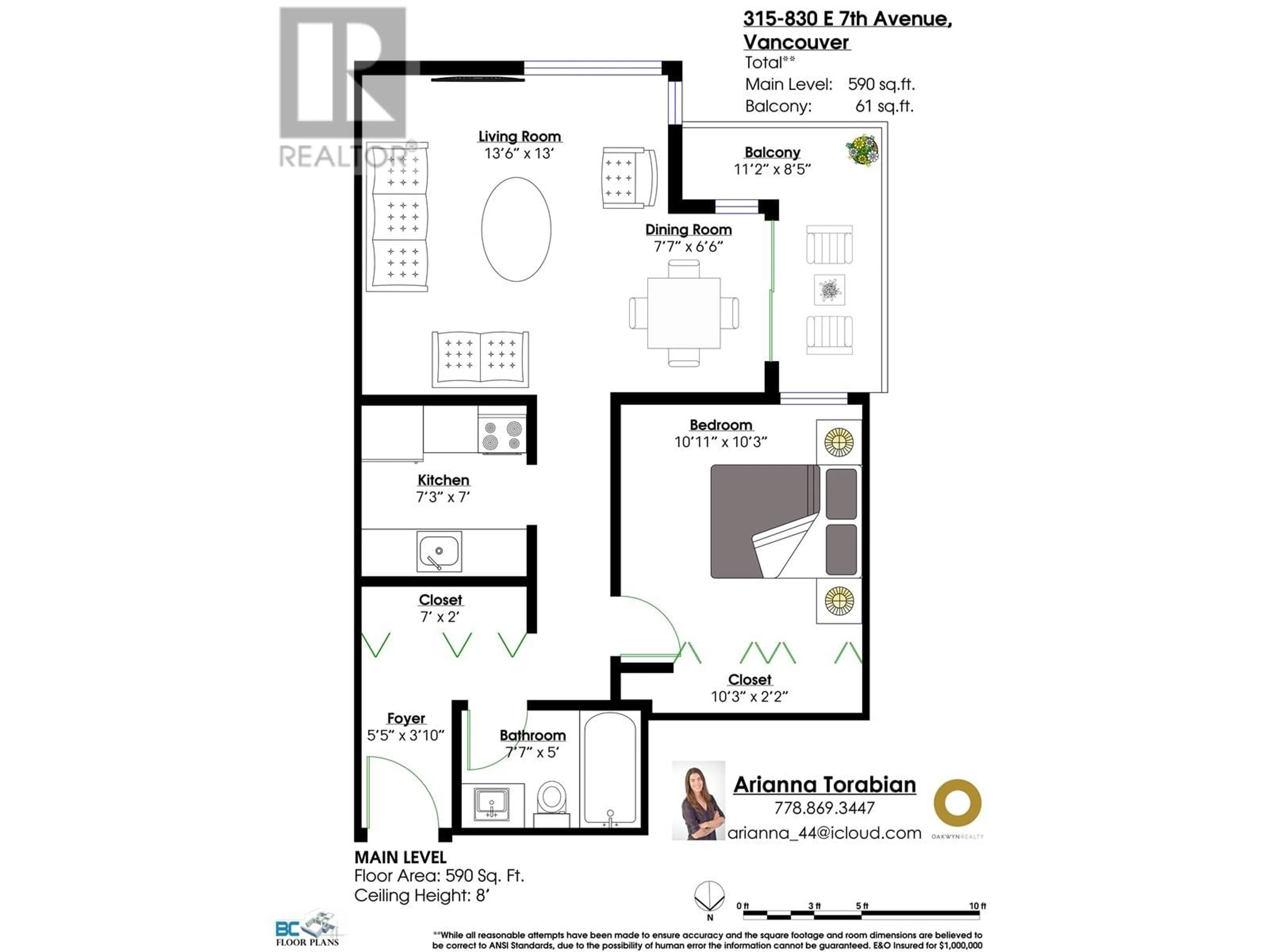 Floor plan for 315 - 830 7TH AVENUE, Vancouver British Columbia V5T4J2