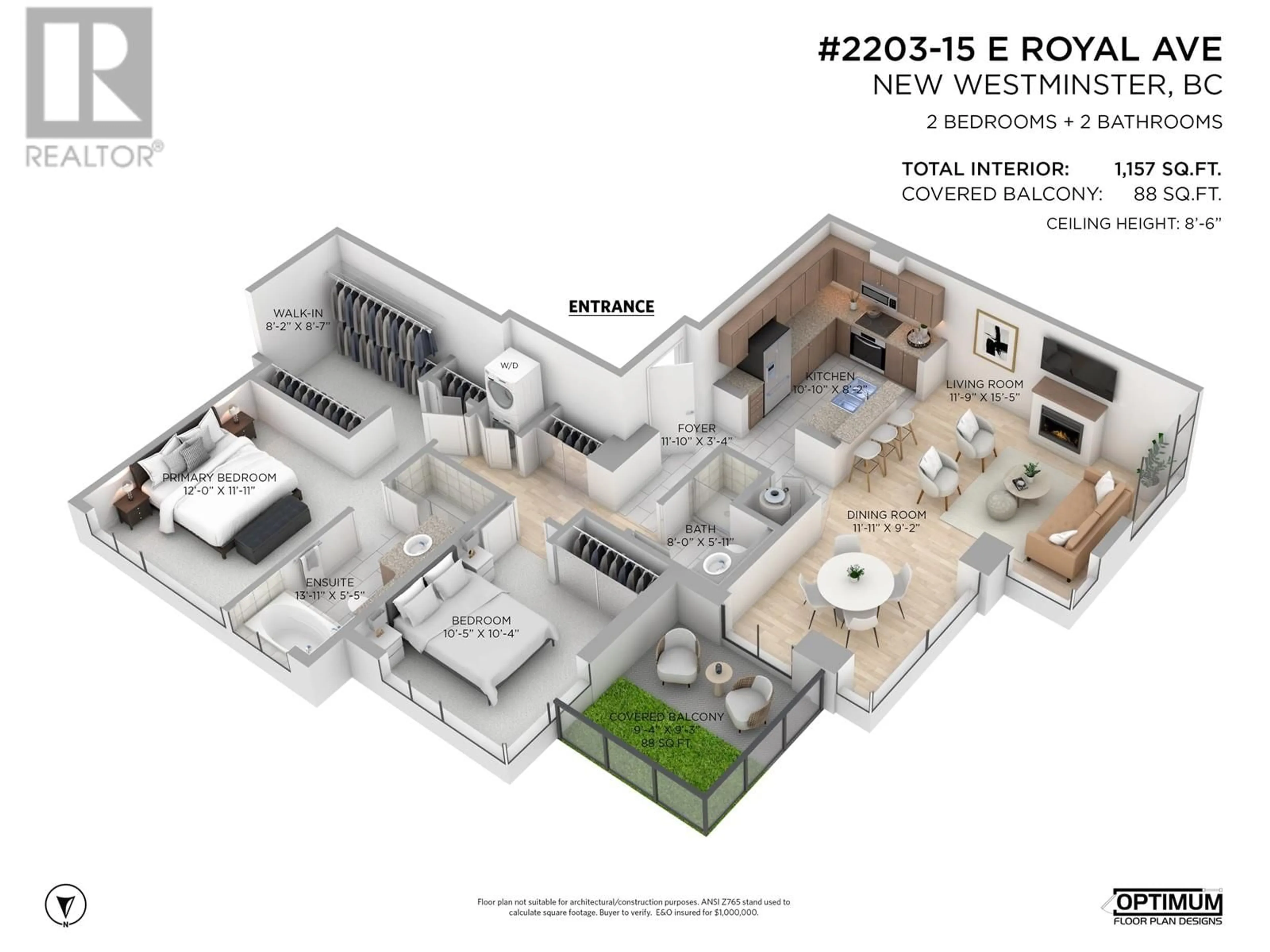 Floor plan for 2203 - 15 ROYAL AVENUE, New Westminster British Columbia V3L0A9