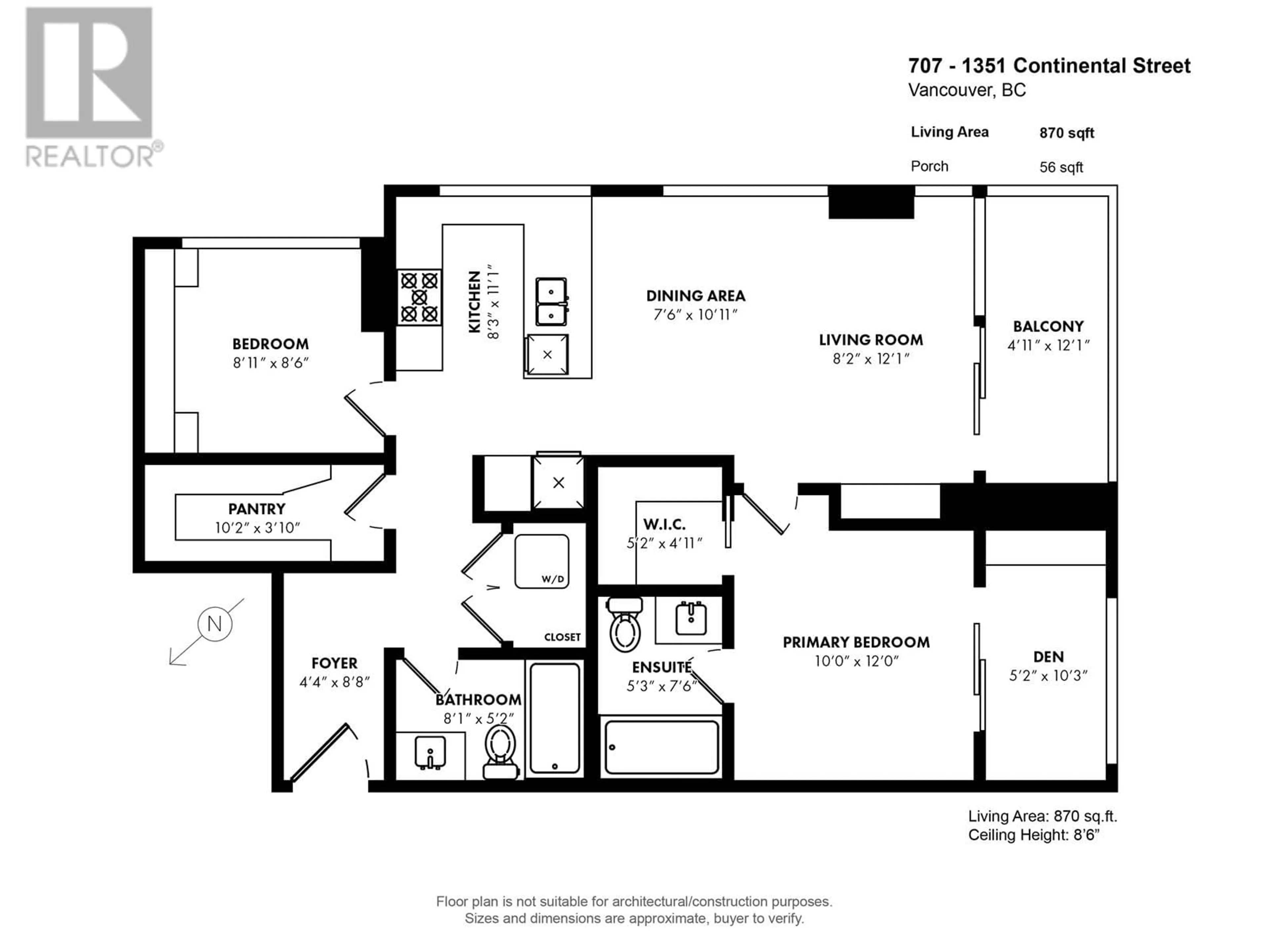 Floor plan for 707 - 1351 CONTINENTAL STREET, Vancouver British Columbia V6Z0C6