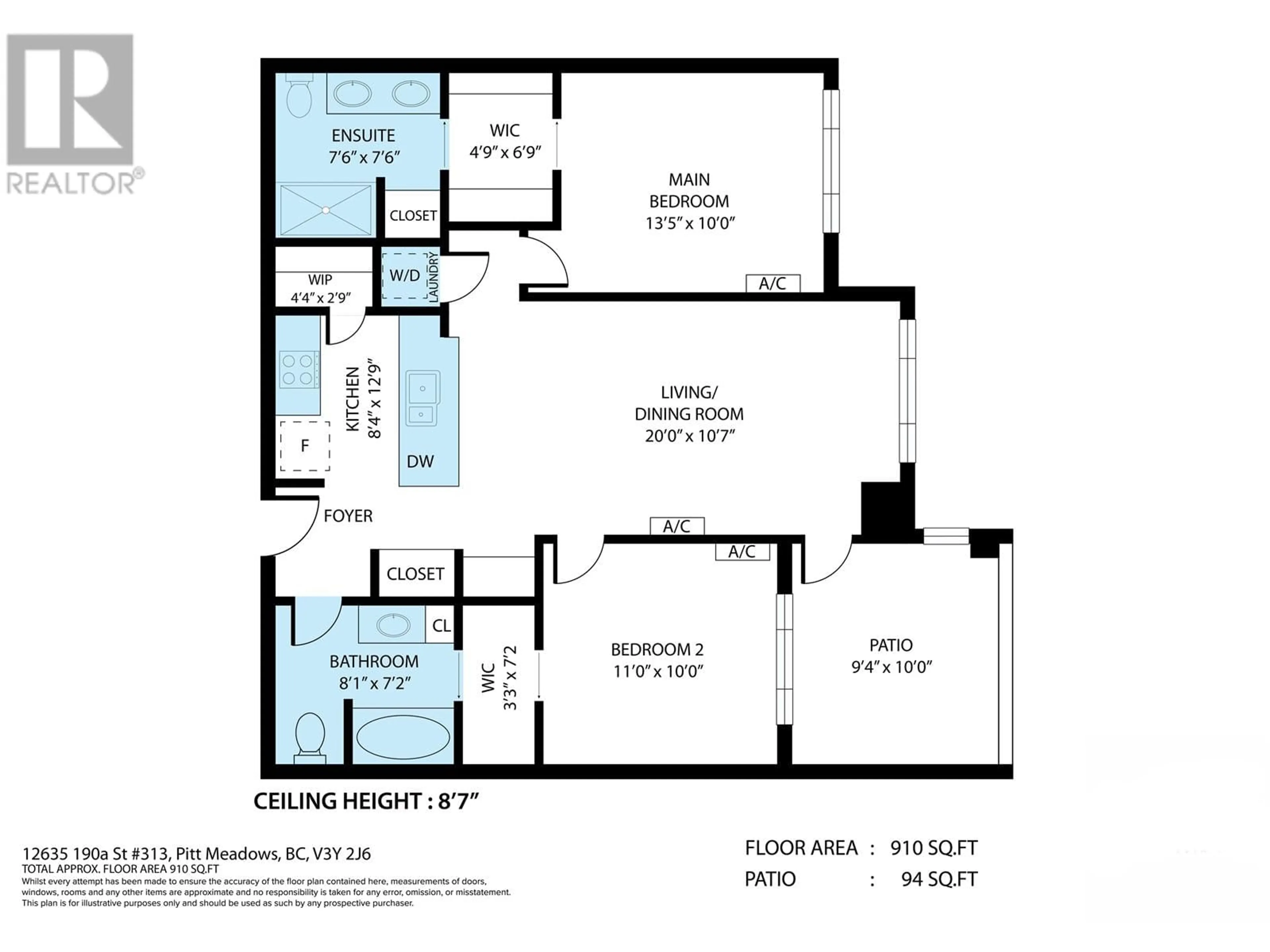 Floor plan for 313 - 12635 190A STREET, Pitt Meadows British Columbia V3Y0E8