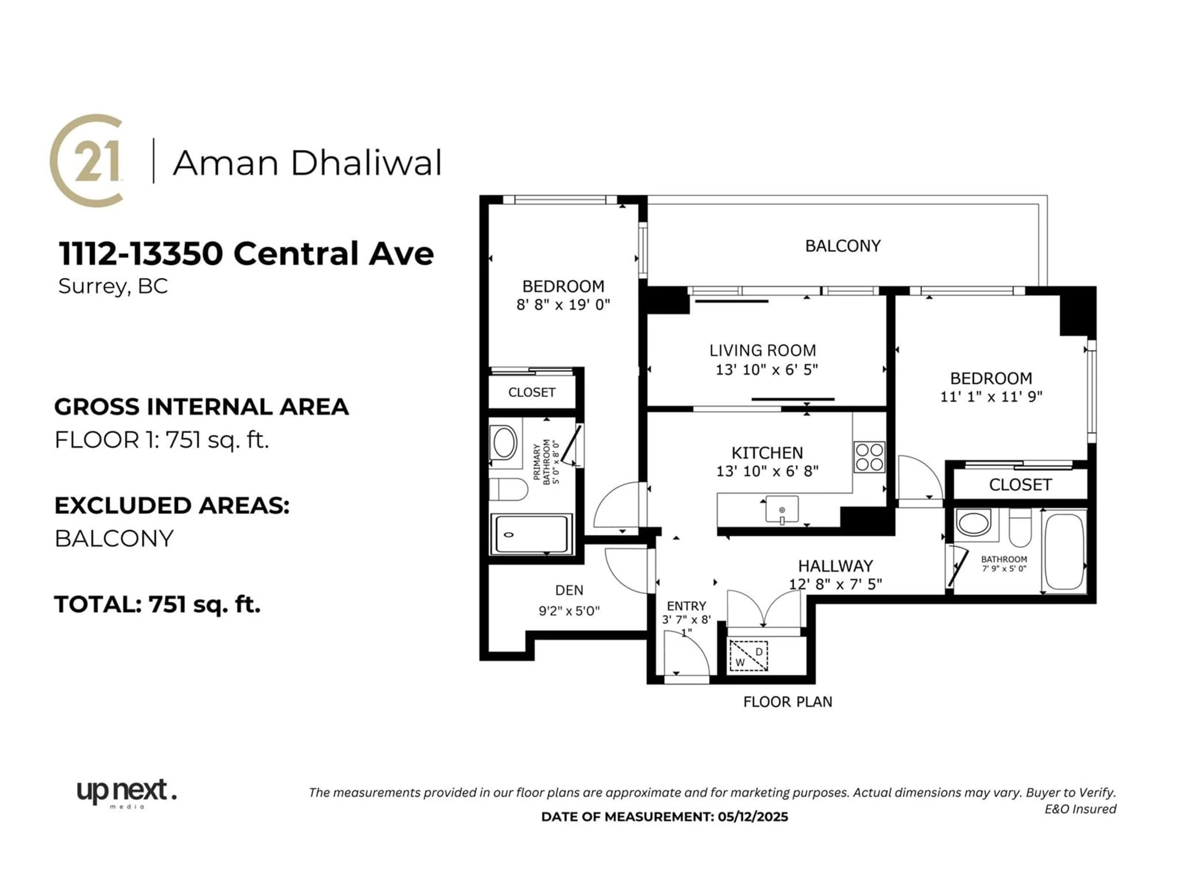 Floor plan for 1112 - 13350 CENTRAL, Surrey British Columbia V3T0S1