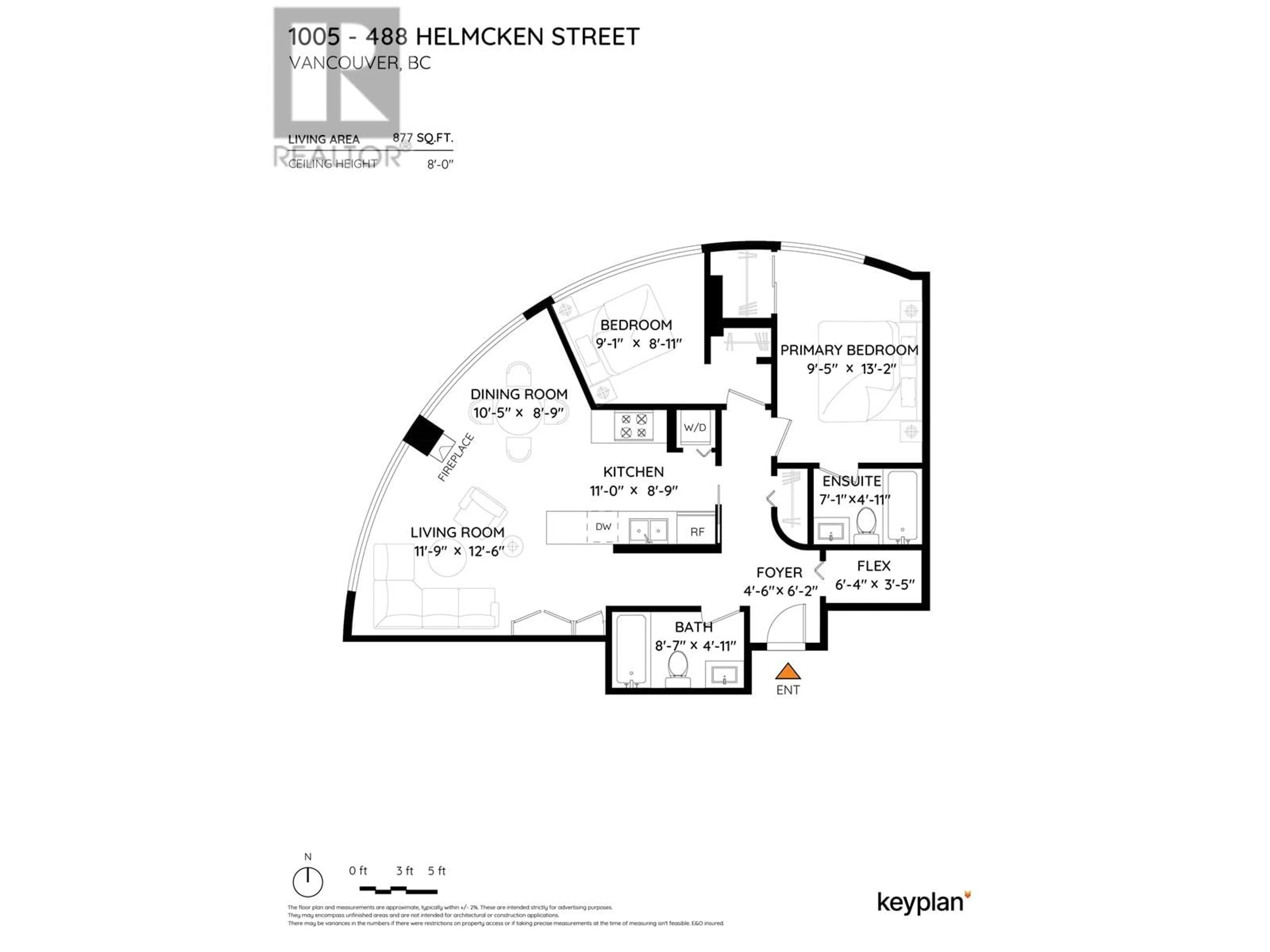 Floor plan for 1005 - 488 HELMCKEN STREET, Vancouver British Columbia V6B6E4