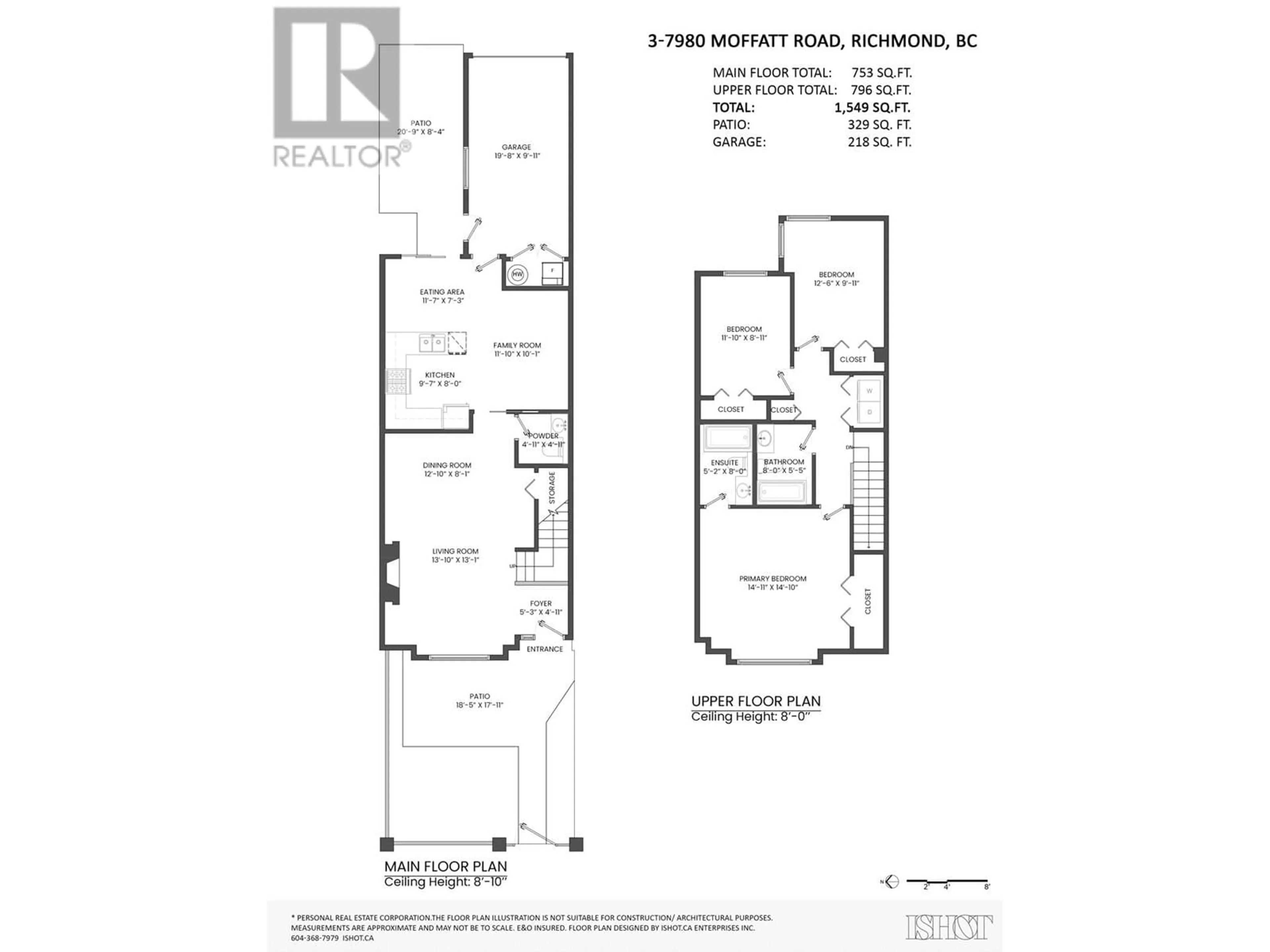 Floor plan for 3 - 7980 MOFFATT ROAD, Richmond British Columbia V6Y1X8