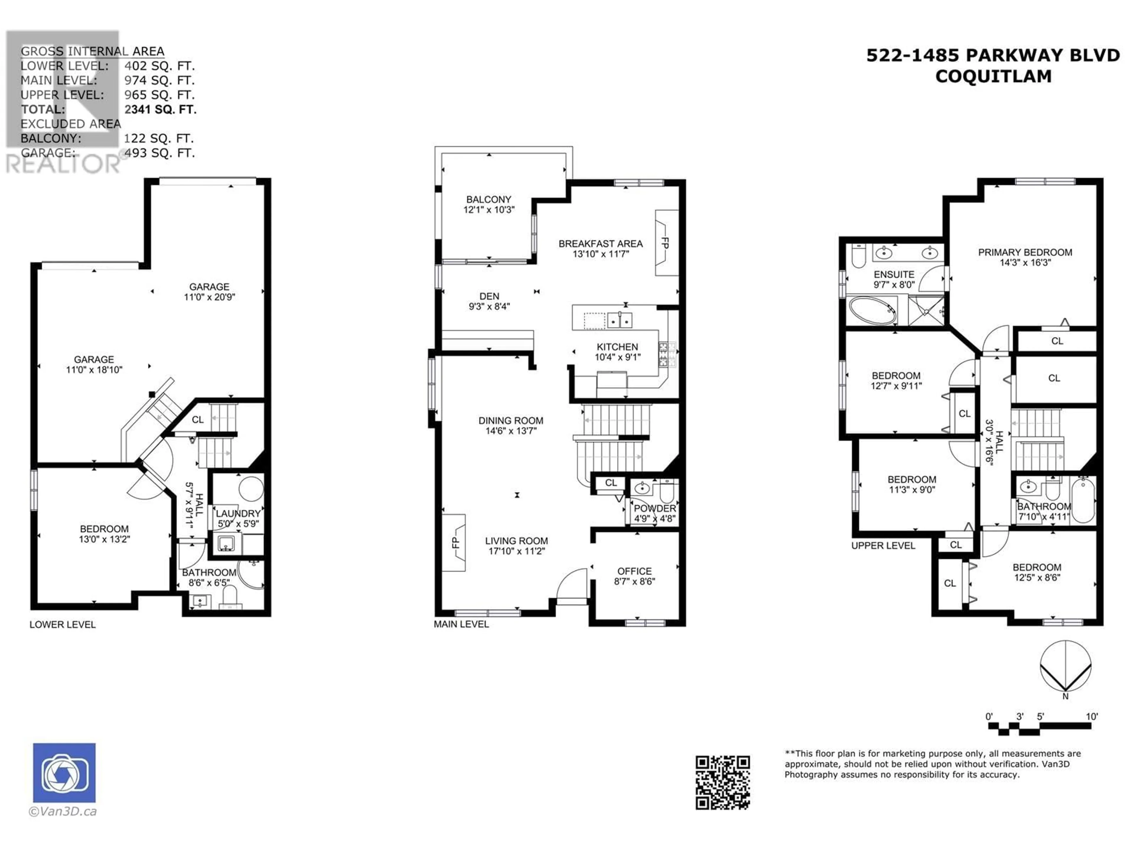 Floor plan for 522 - 1485 PARKWAY BOULEVARD, Coquitlam British Columbia V3E3E6