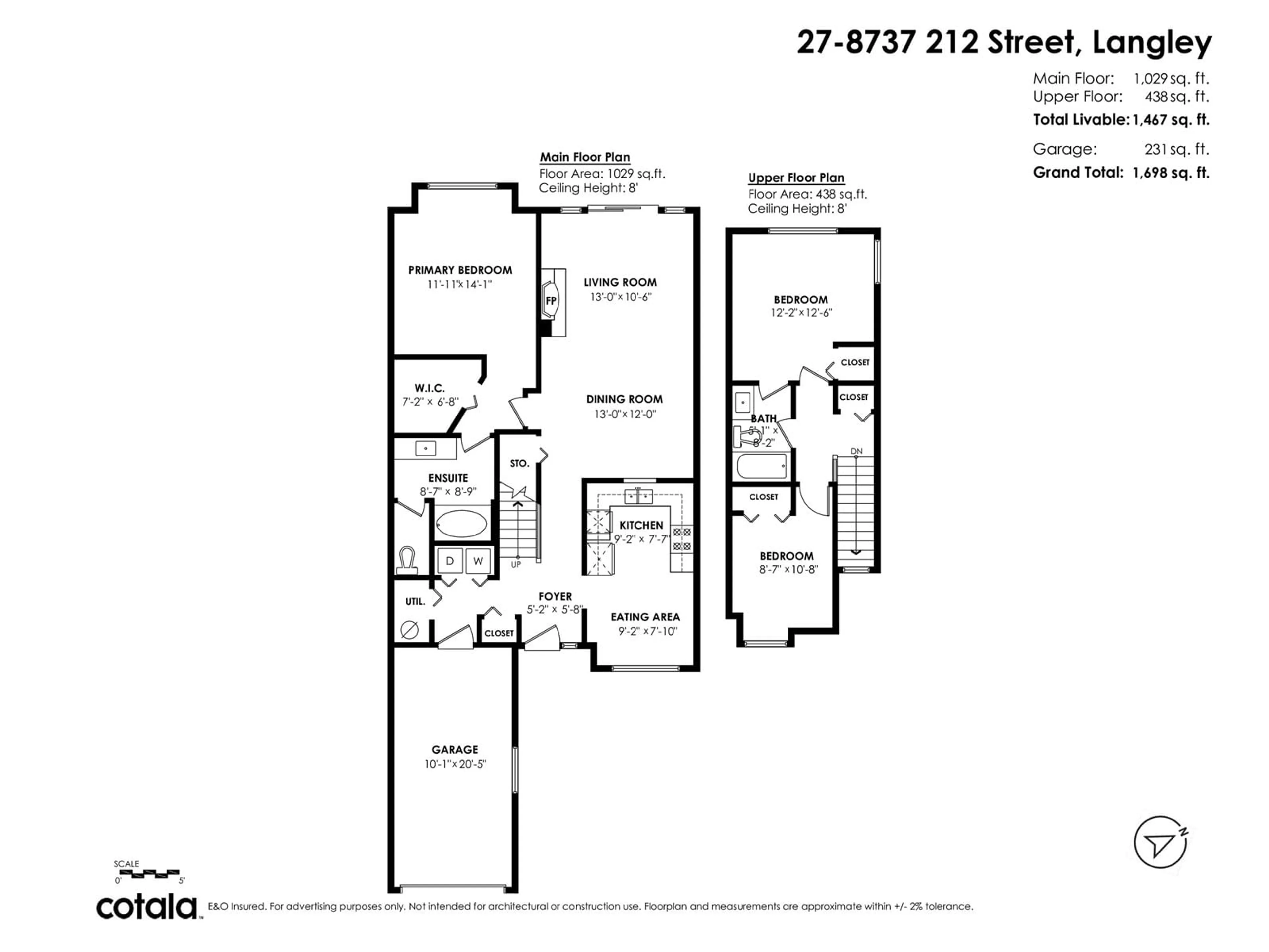 Floor plan for 27 - 8737 212, Langley British Columbia V1M2C8