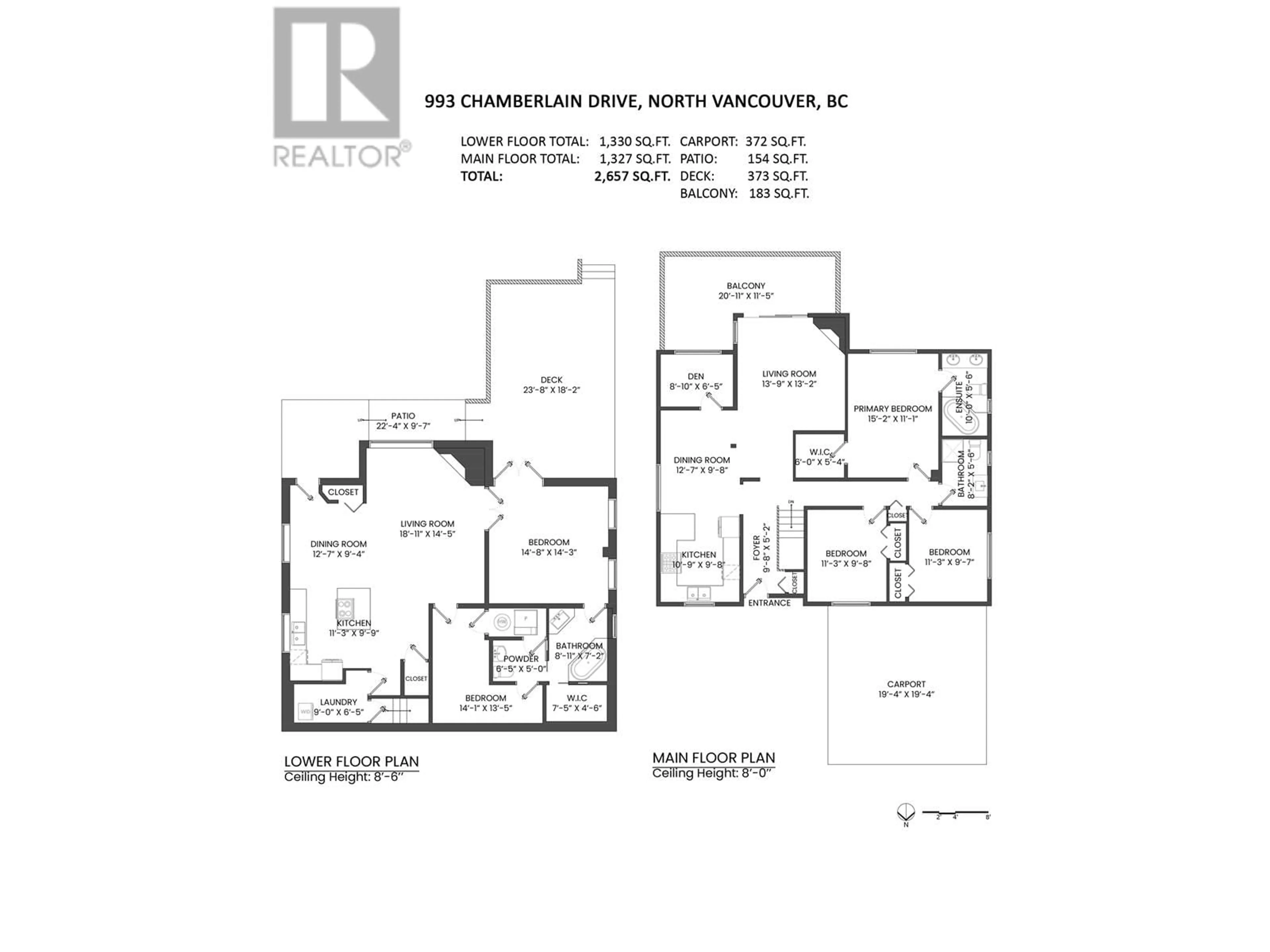 Floor plan for 993 CHAMBERLAIN DRIVE, North Vancouver British Columbia V7K1P1