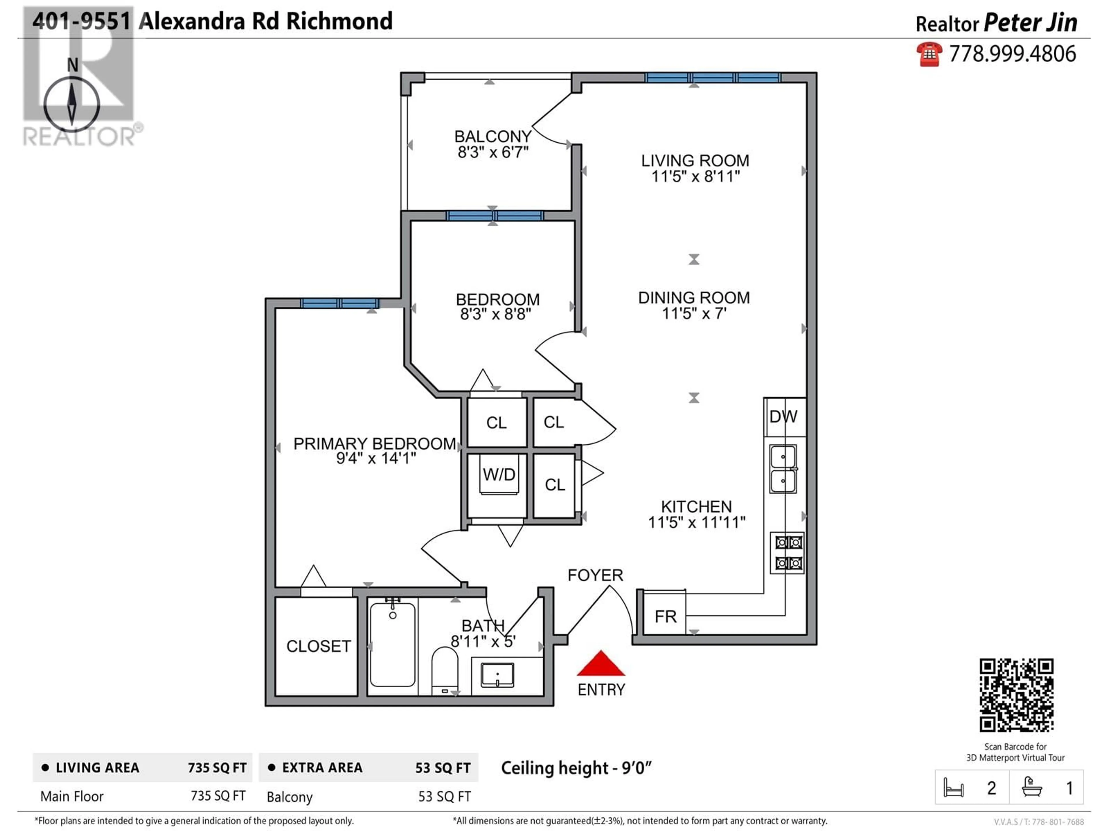 Floor plan for 401 - 9551 ALEXANDRA ROAD, Richmond British Columbia V6X0S6