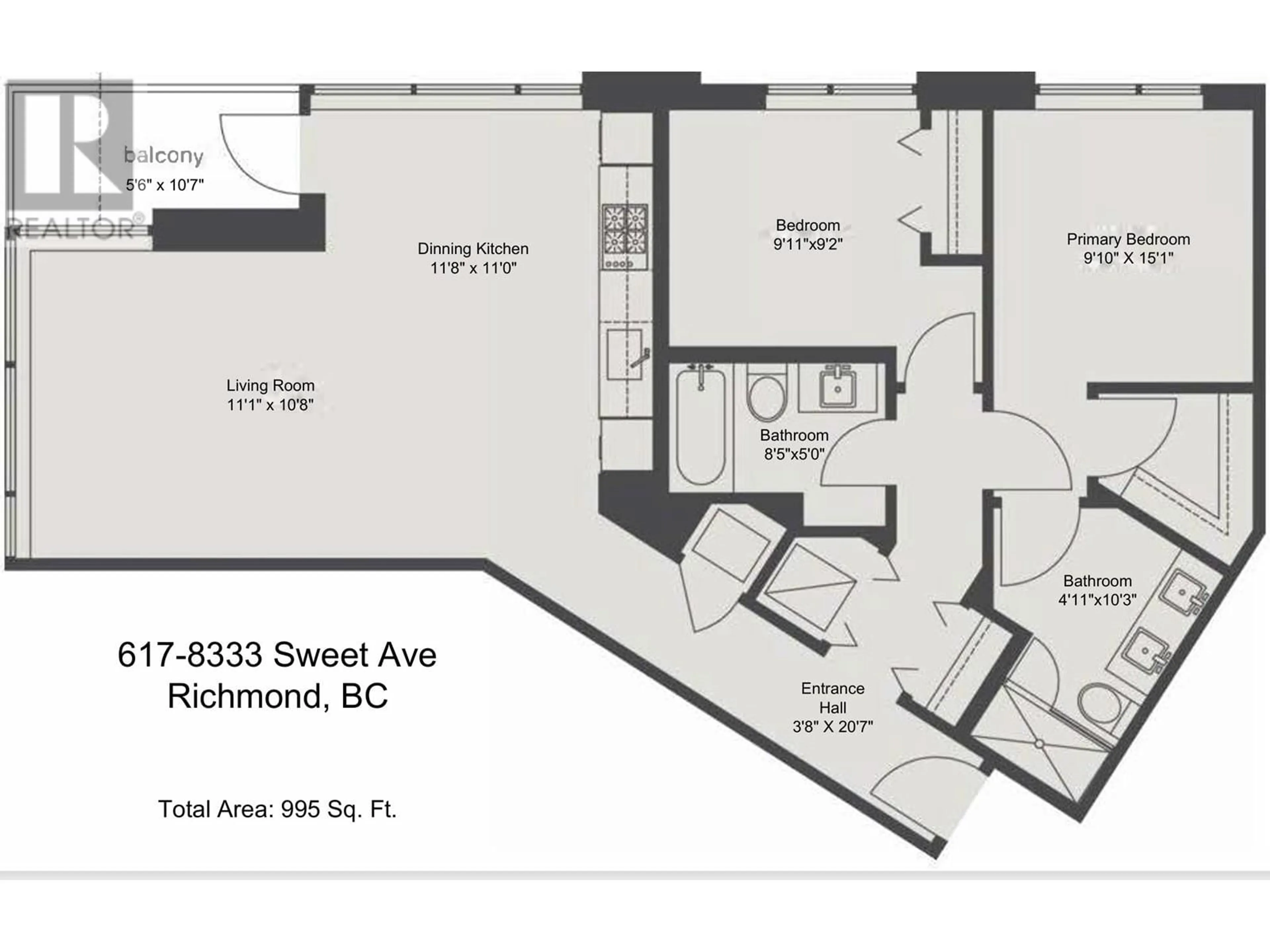 Floor plan for 617 - 8333 SWEET AVENUE, Richmond British Columbia V6X0P4