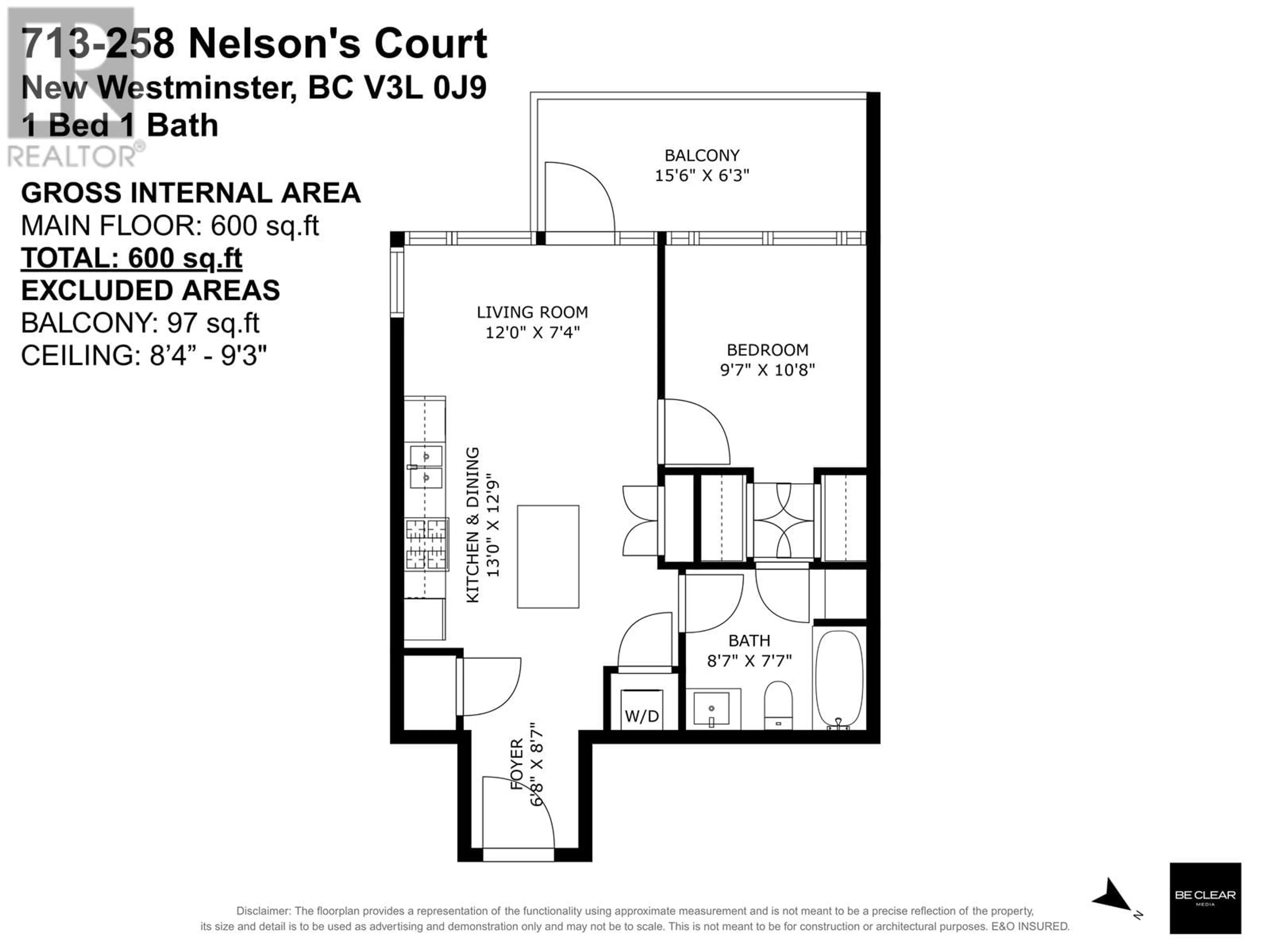 Floor plan for 713 - 258 NELSON'S COURT, New Westminster British Columbia V3L0J9