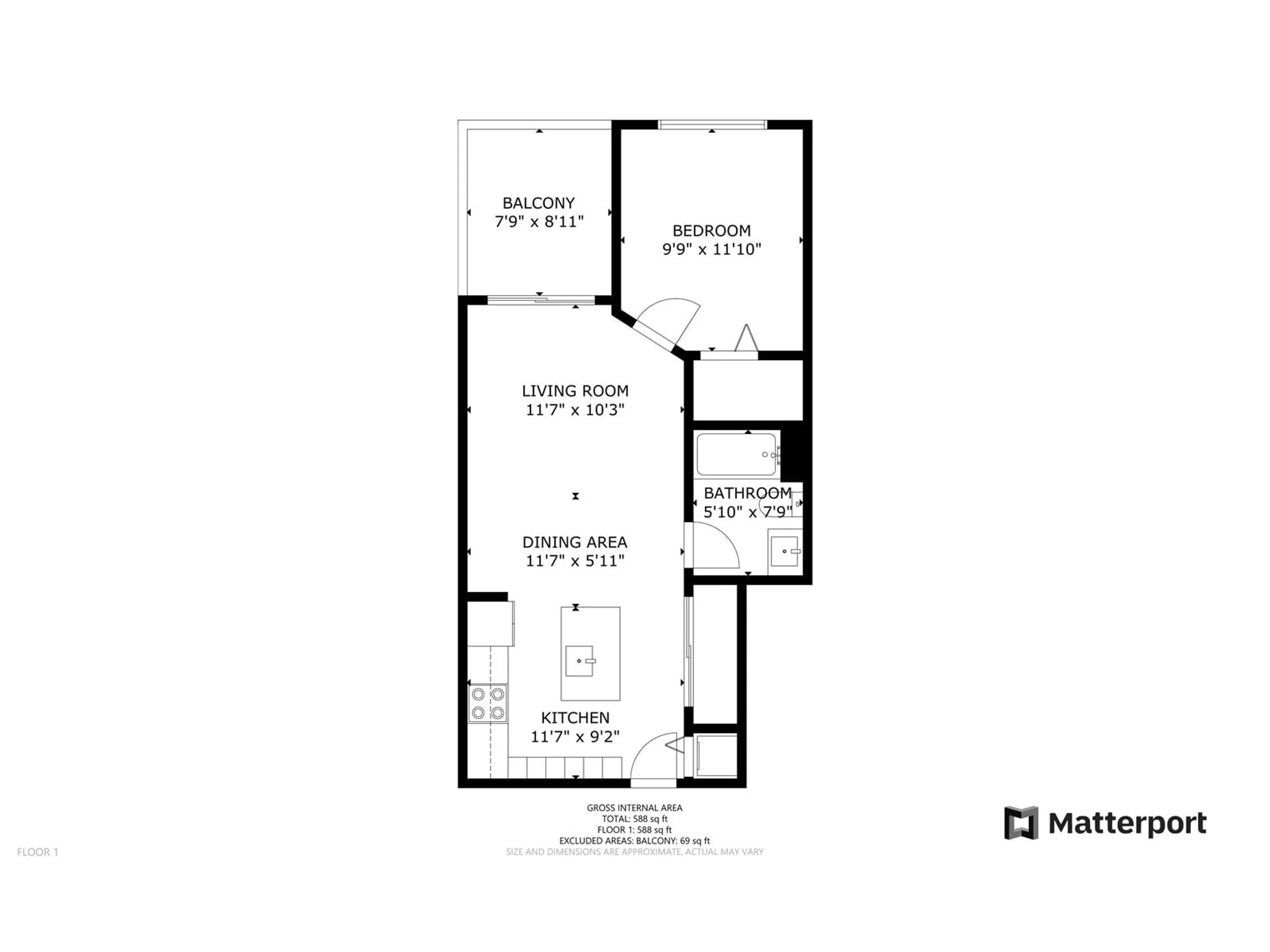Floor plan for 501 - 13963 105, Surrey British Columbia V4P0G1