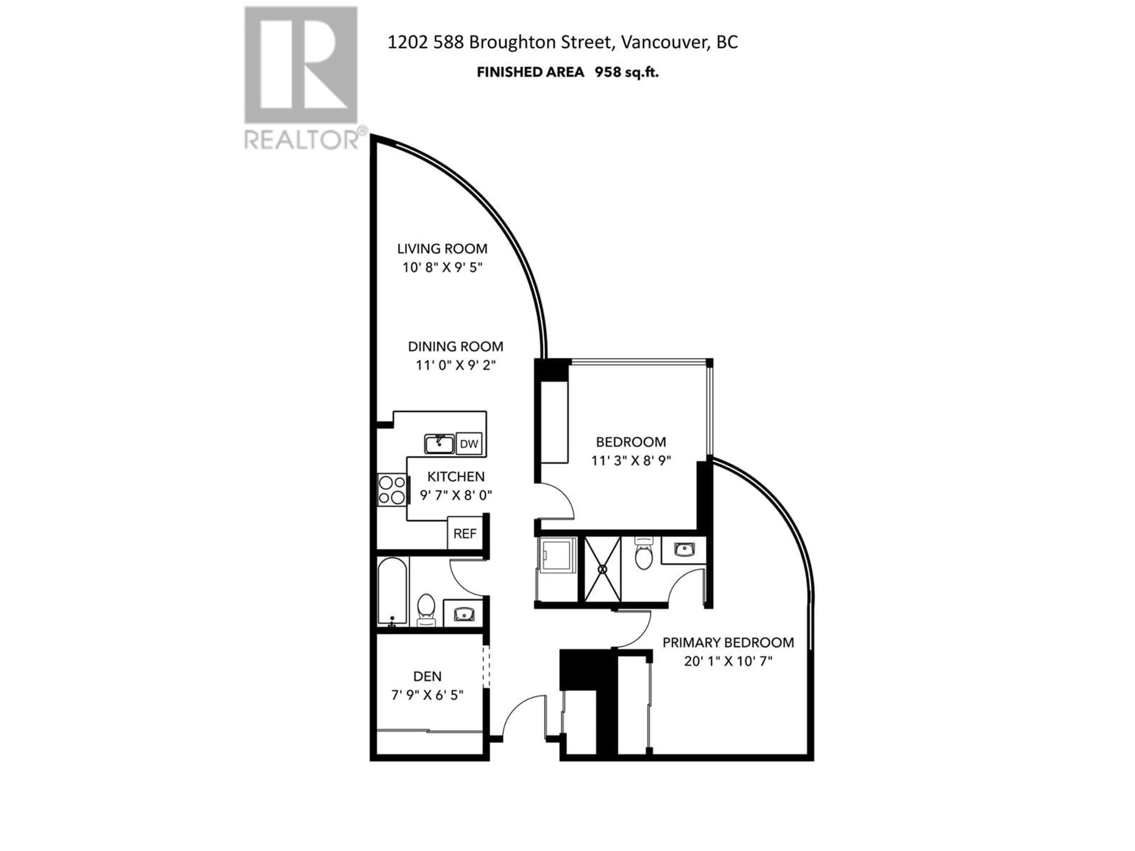 Floor plan for 1202 - 588 BROUGHTON STREET, Vancouver British Columbia V6G3E3