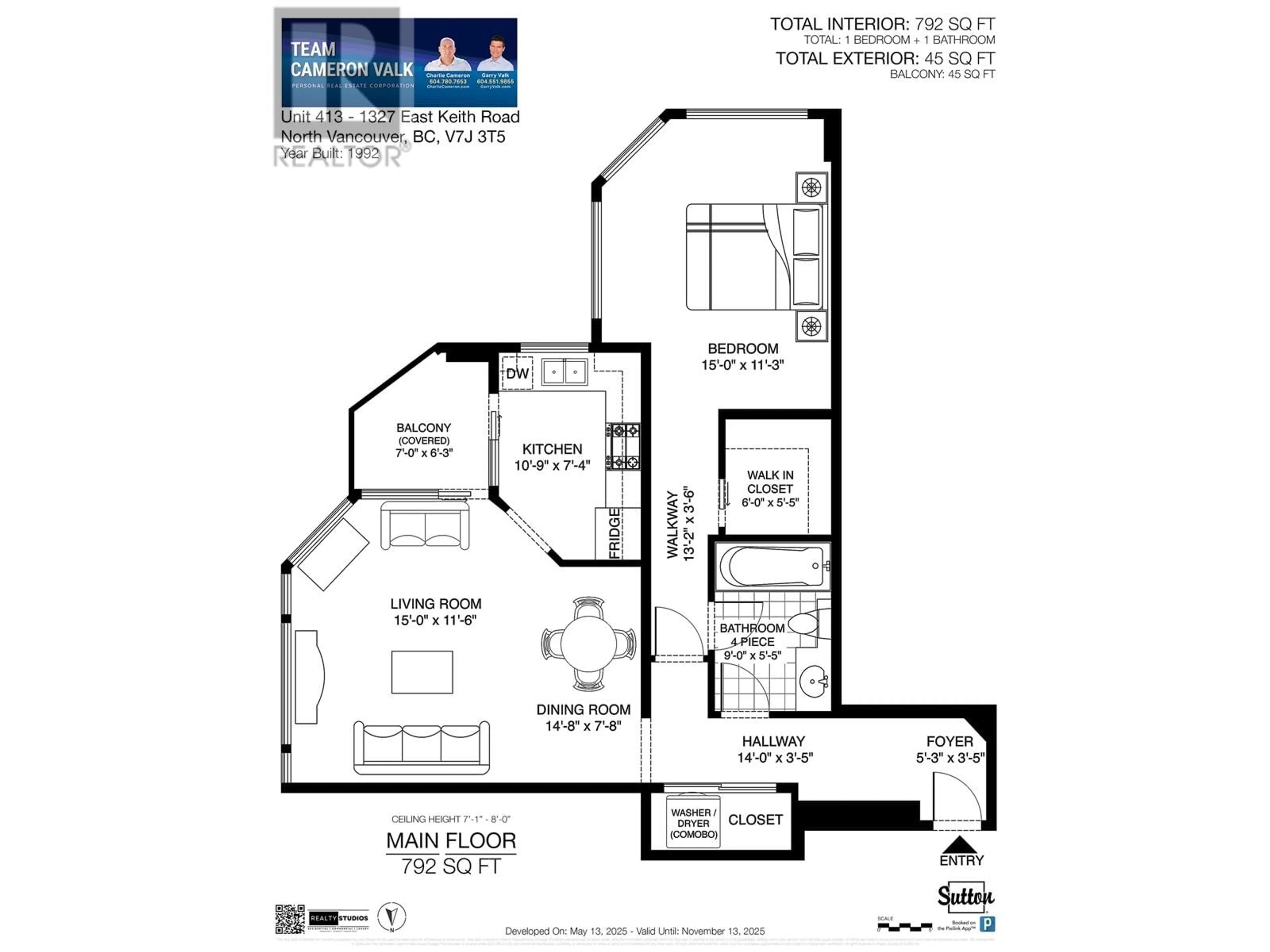 Floor plan for 413 - 1327 KEITH ROAD, North Vancouver British Columbia V7J1J3