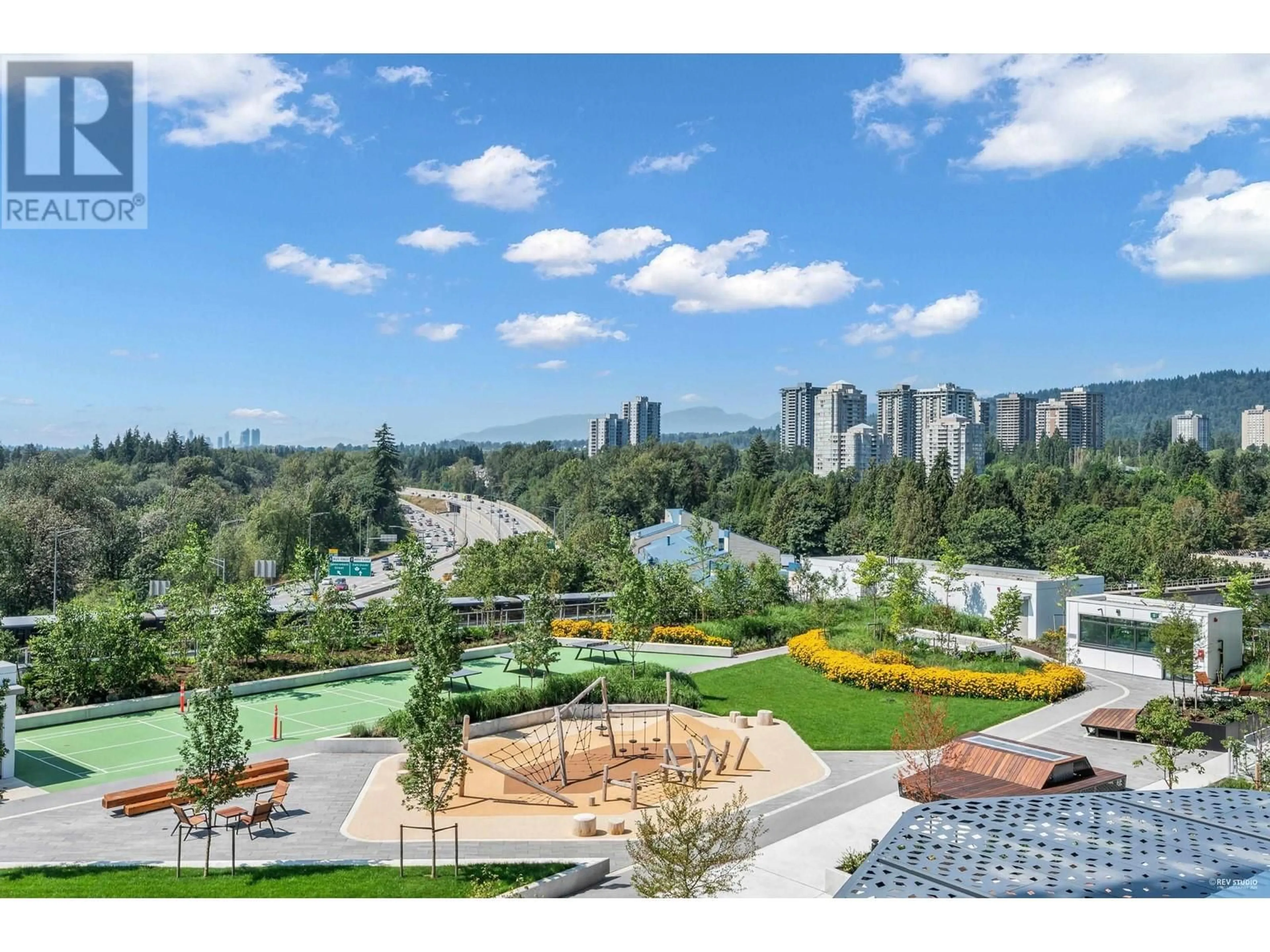 A pic from outside/outdoor area/front of a property/back of a property/a pic from drone, city buildings view from balcony for 906 - 308 ALDERSON AVENUE, Coquitlam British Columbia V3K3V8