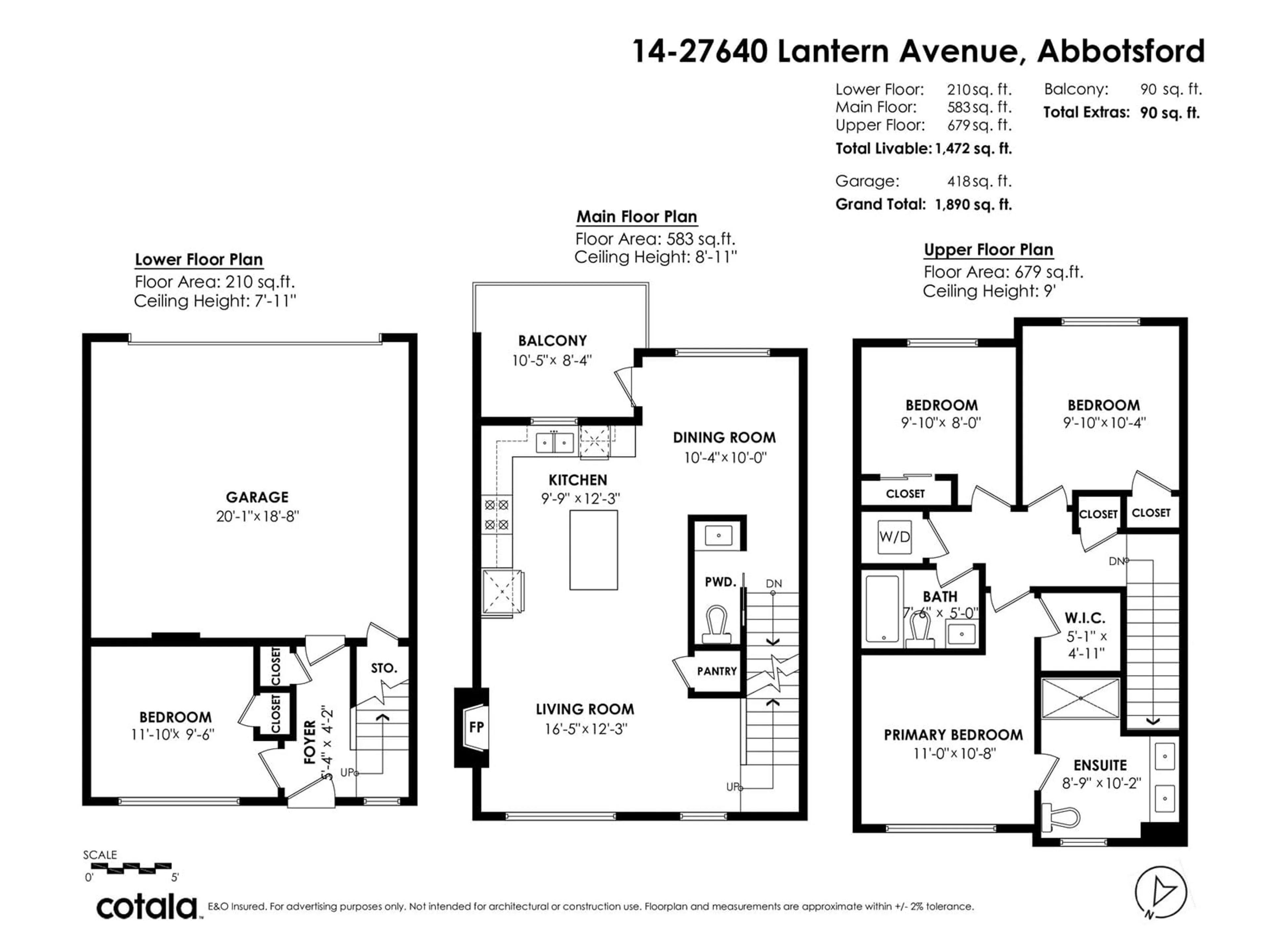 Floor plan for 14 - 27640 LANTERN, Abbotsford British Columbia V4X0C3