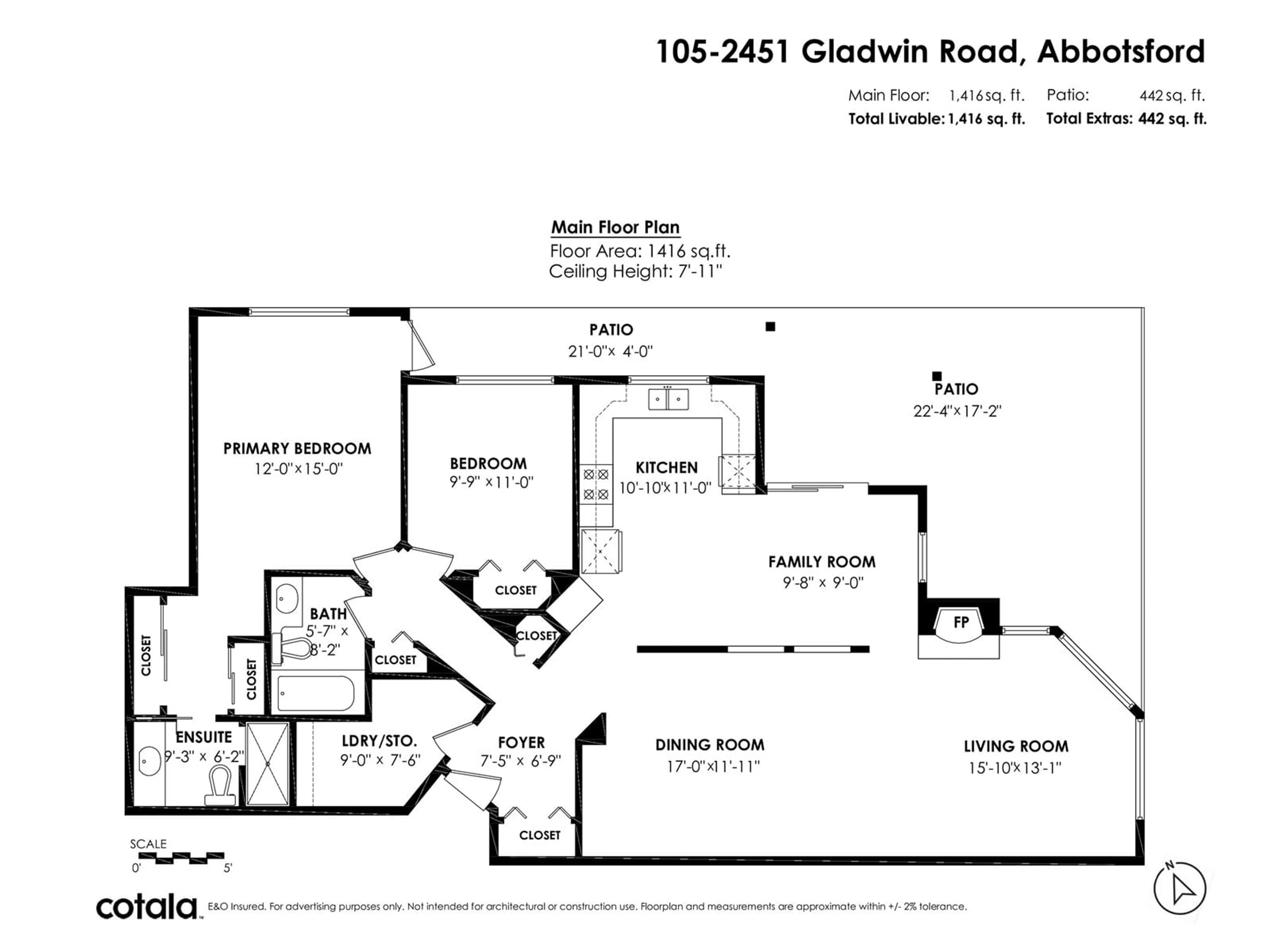 Floor plan for 105 - 2451 GLADWIN, Abbotsford British Columbia V2T3N8