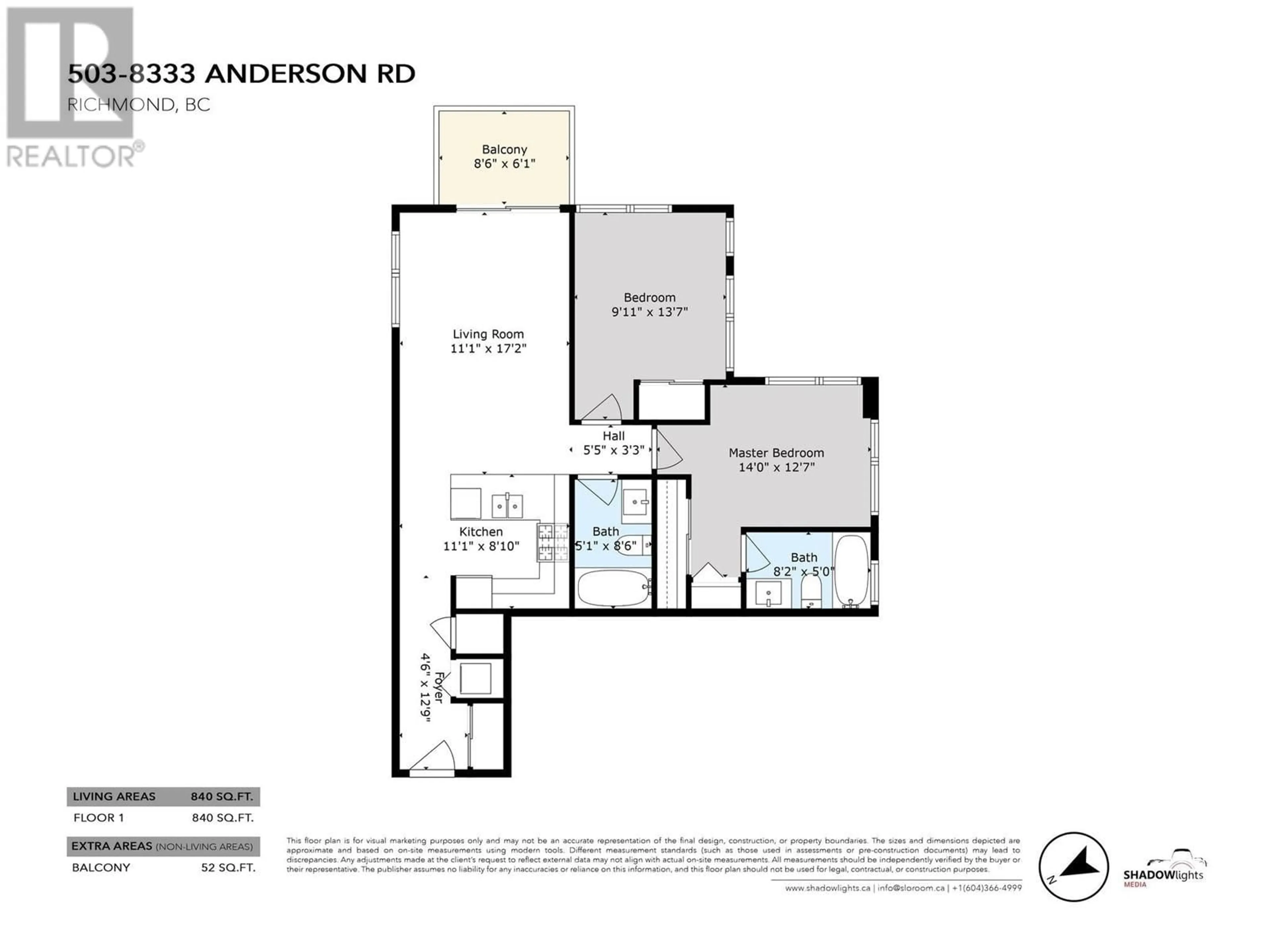 Floor plan for 503 - 8333 ANDERSON ROAD, Richmond British Columbia V6Y0E2