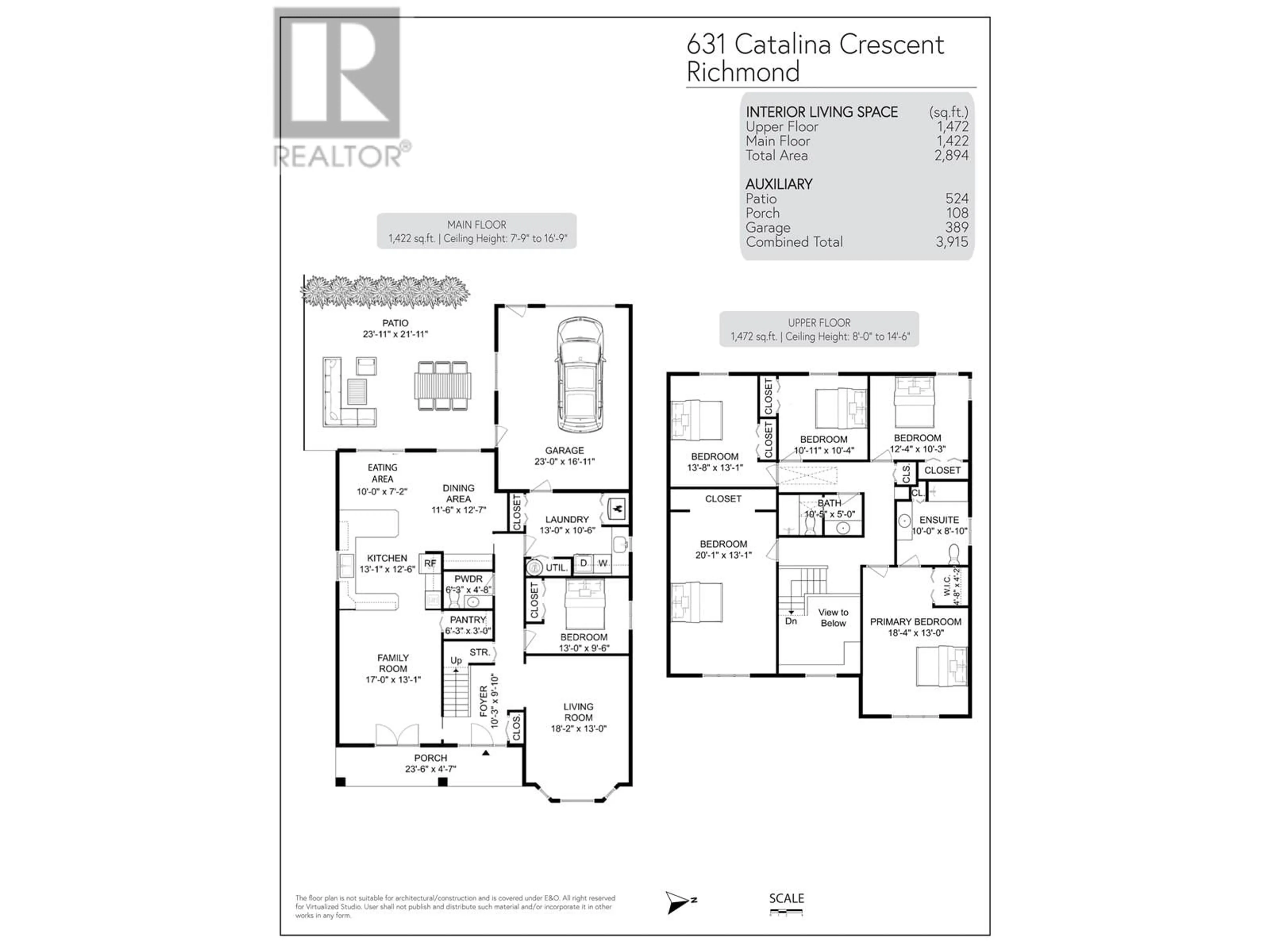 Floor plan for 631 CATALINA CRESCENT, Richmond British Columbia V7B1C9