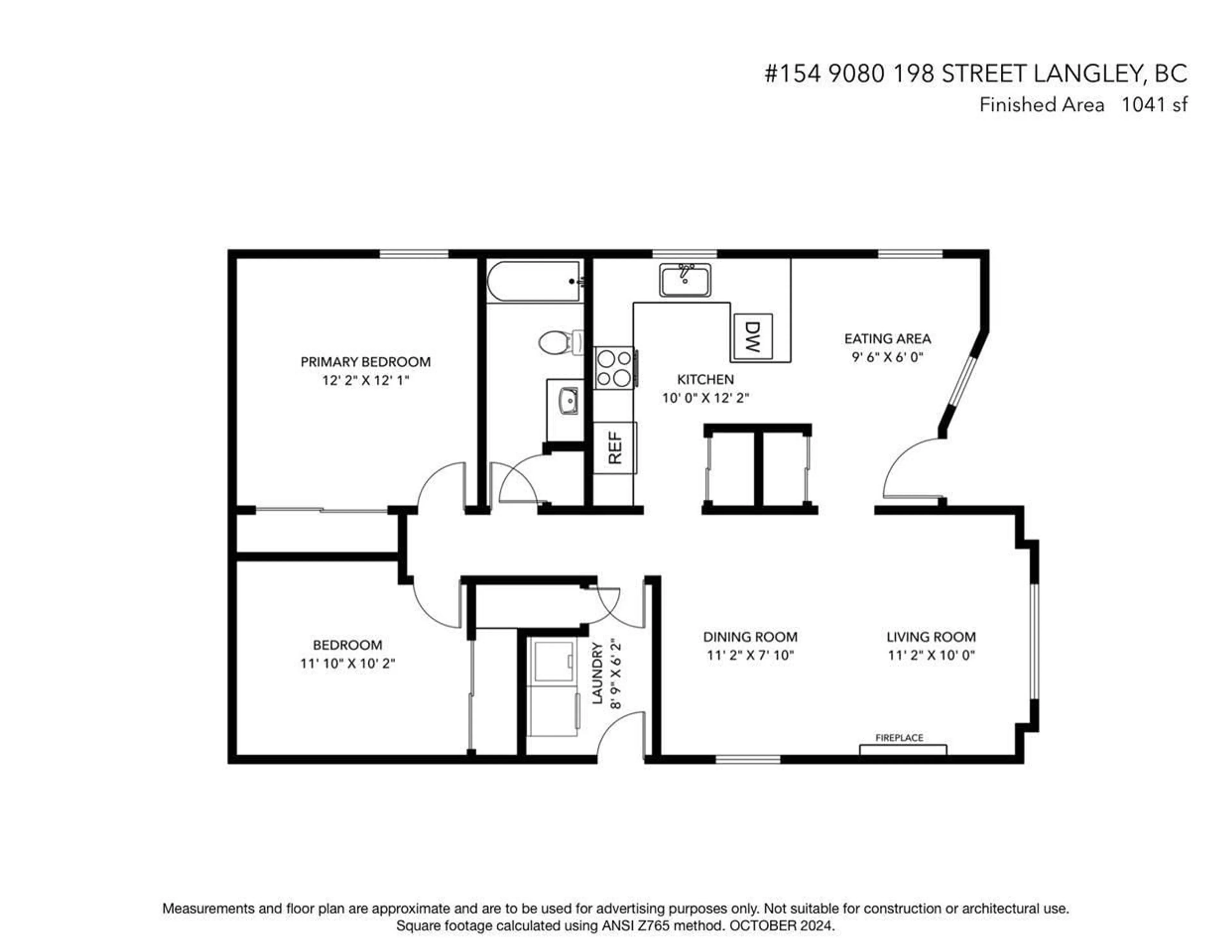 Floor plan for 154 - 9080 198, Langley British Columbia V1M3A8