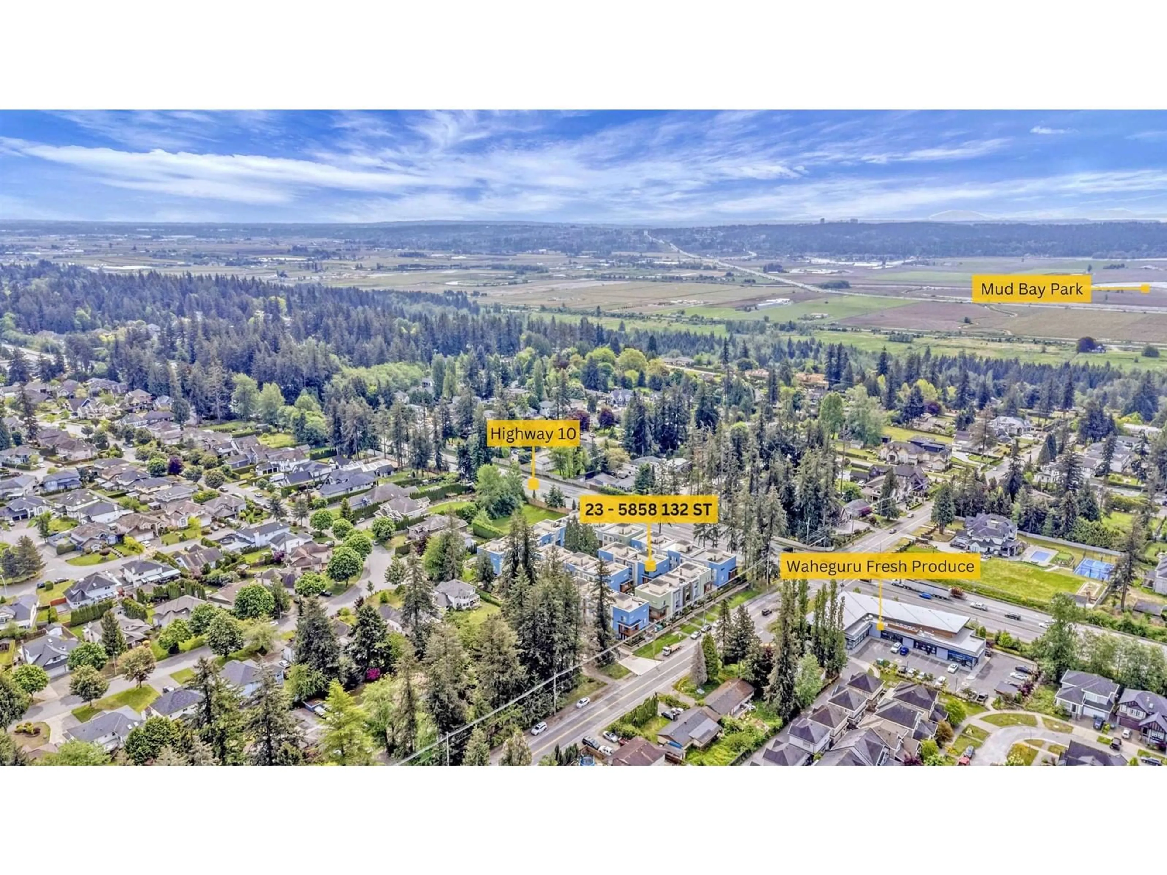 A pic from outside/outdoor area/front of a property/back of a property/a pic from drone, mountain view for 23 - 5858 132, Surrey British Columbia V3X1N1