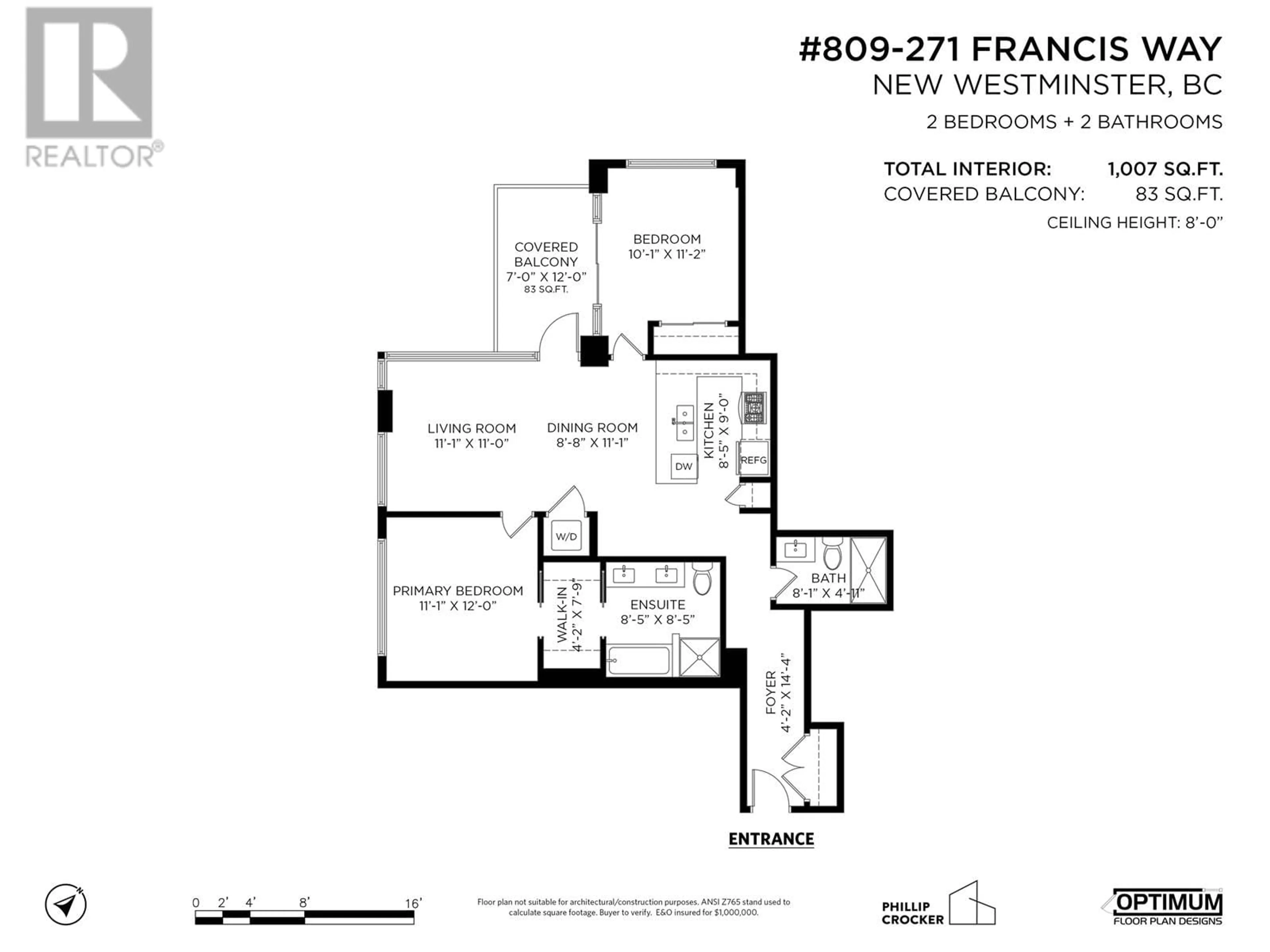 Floor plan for 809 - 271 FRANCIS WAY, New Westminster British Columbia V3L0H2