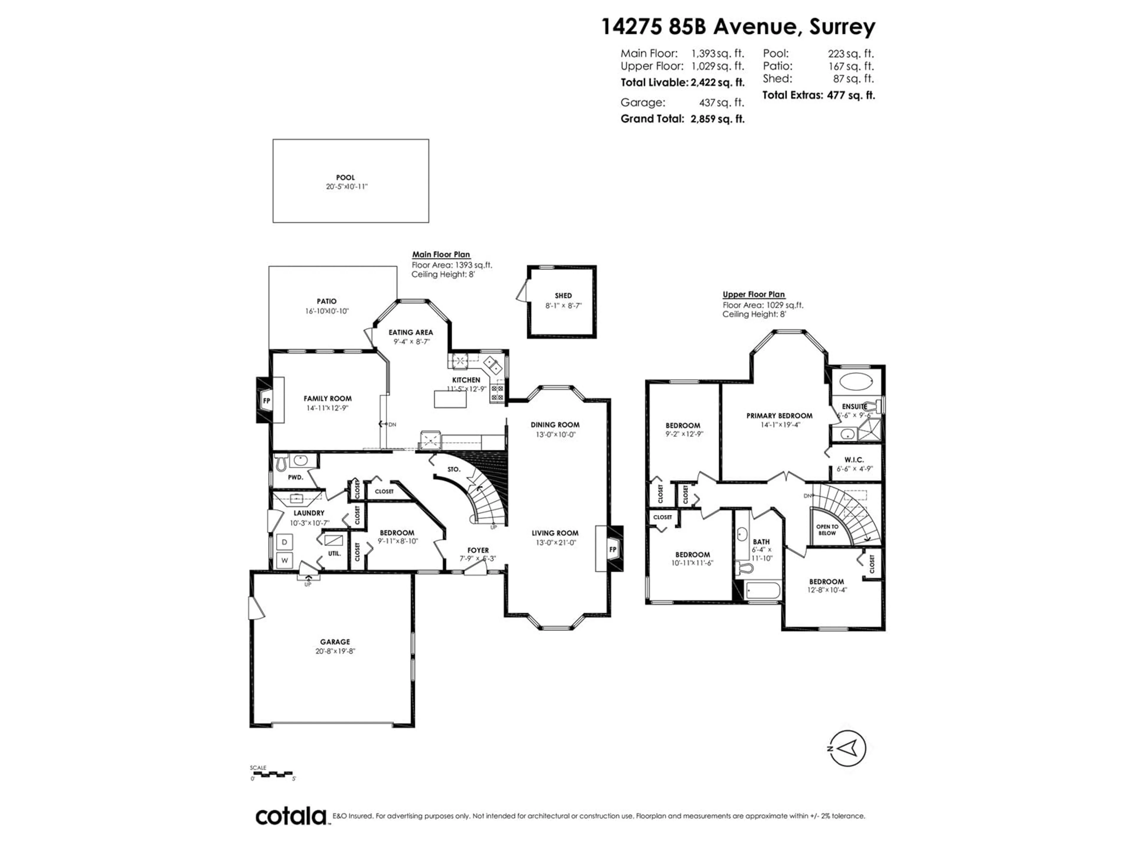 Floor plan for 14275 85B, Surrey British Columbia V3W0N9