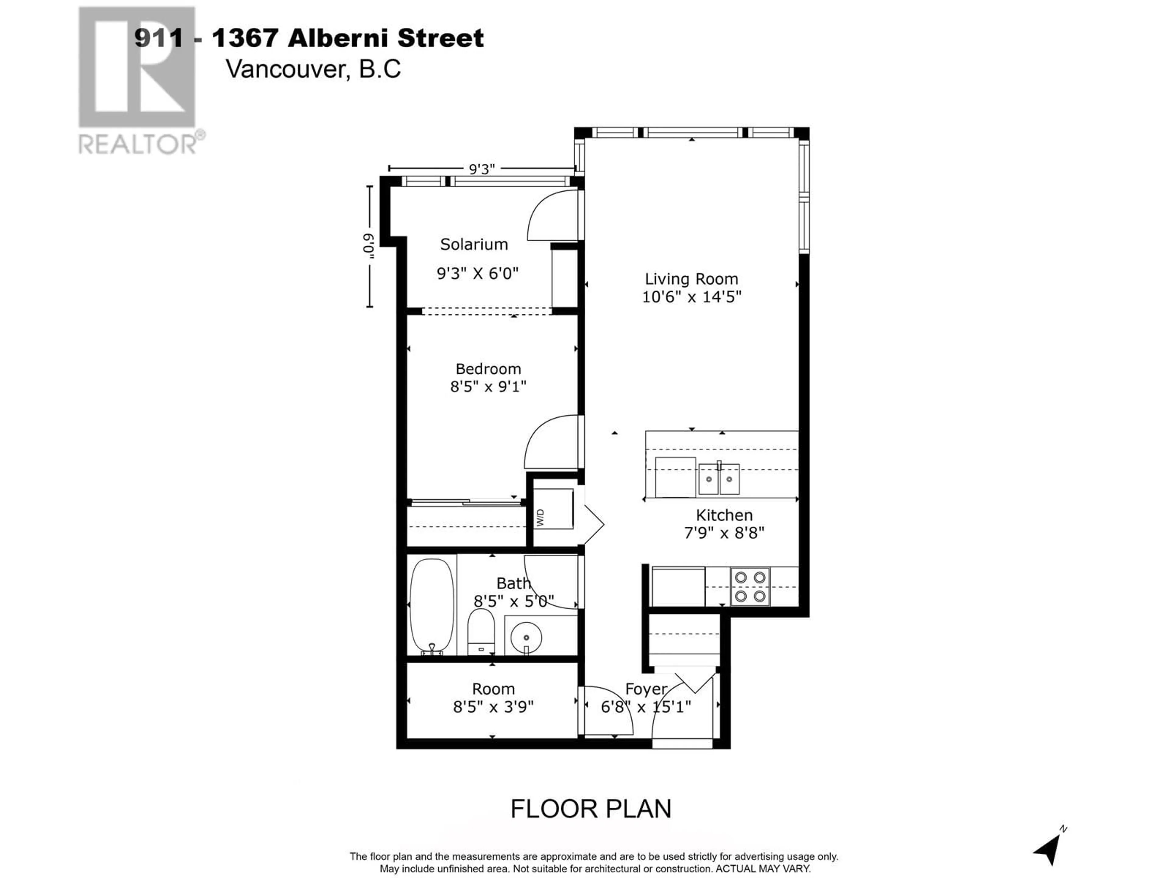Floor plan for 911 - 1367 ALBERNI STREET, Vancouver British Columbia V6E4R9