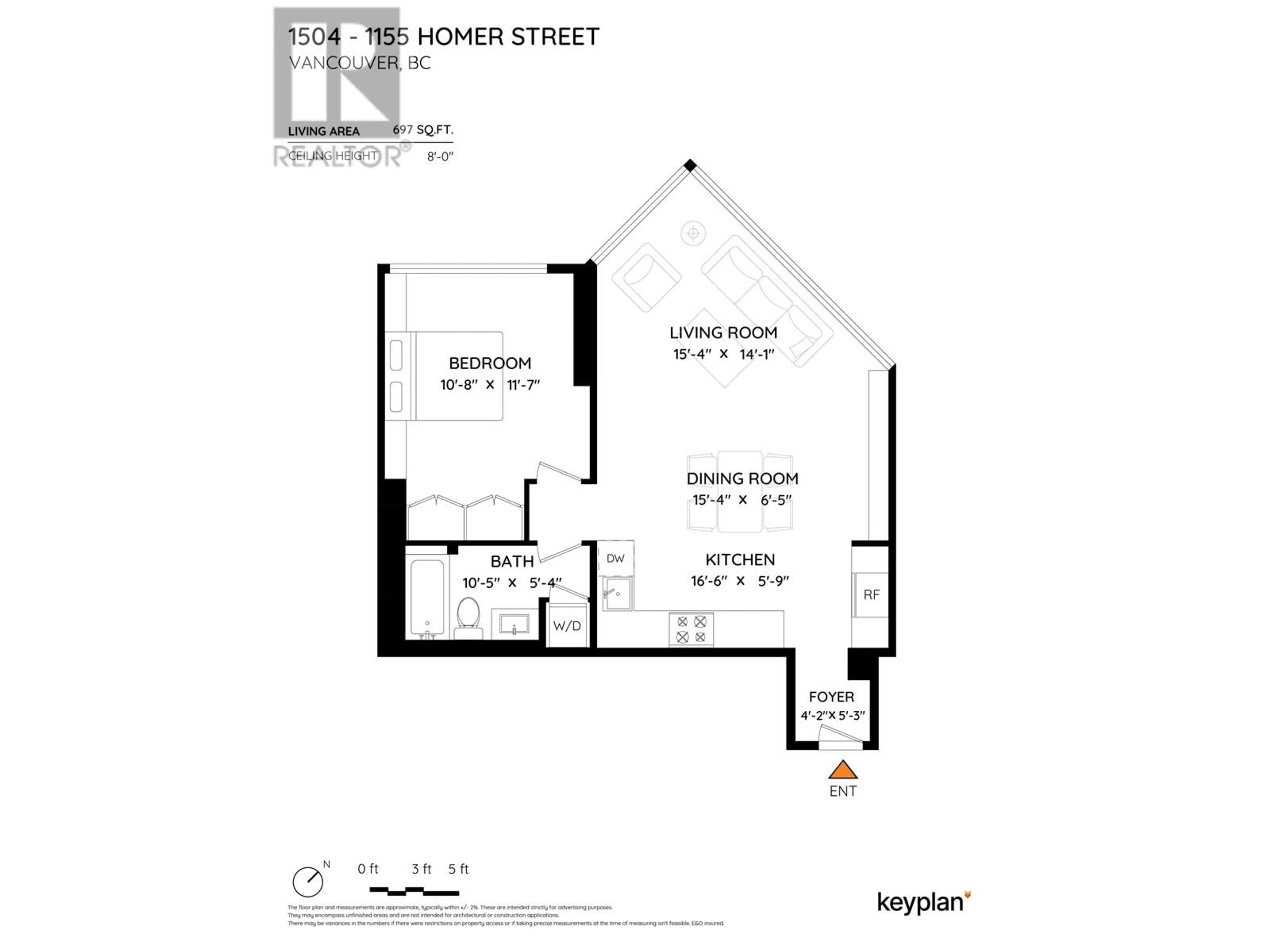 Floor plan for 1504 - 1155 HOMER STREET, Vancouver British Columbia V6B5T5