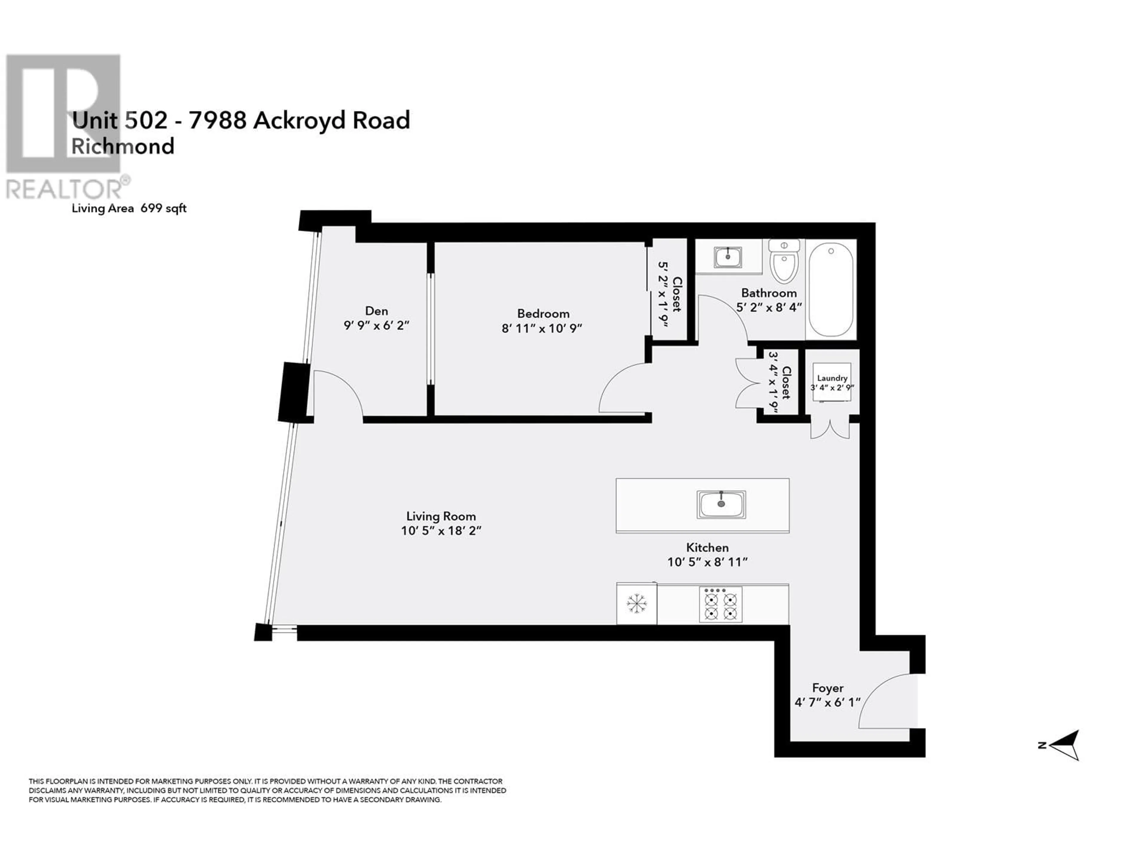 Floor plan for 502 - 7988 ACKROYD ROAD, Richmond British Columbia V6X0K6