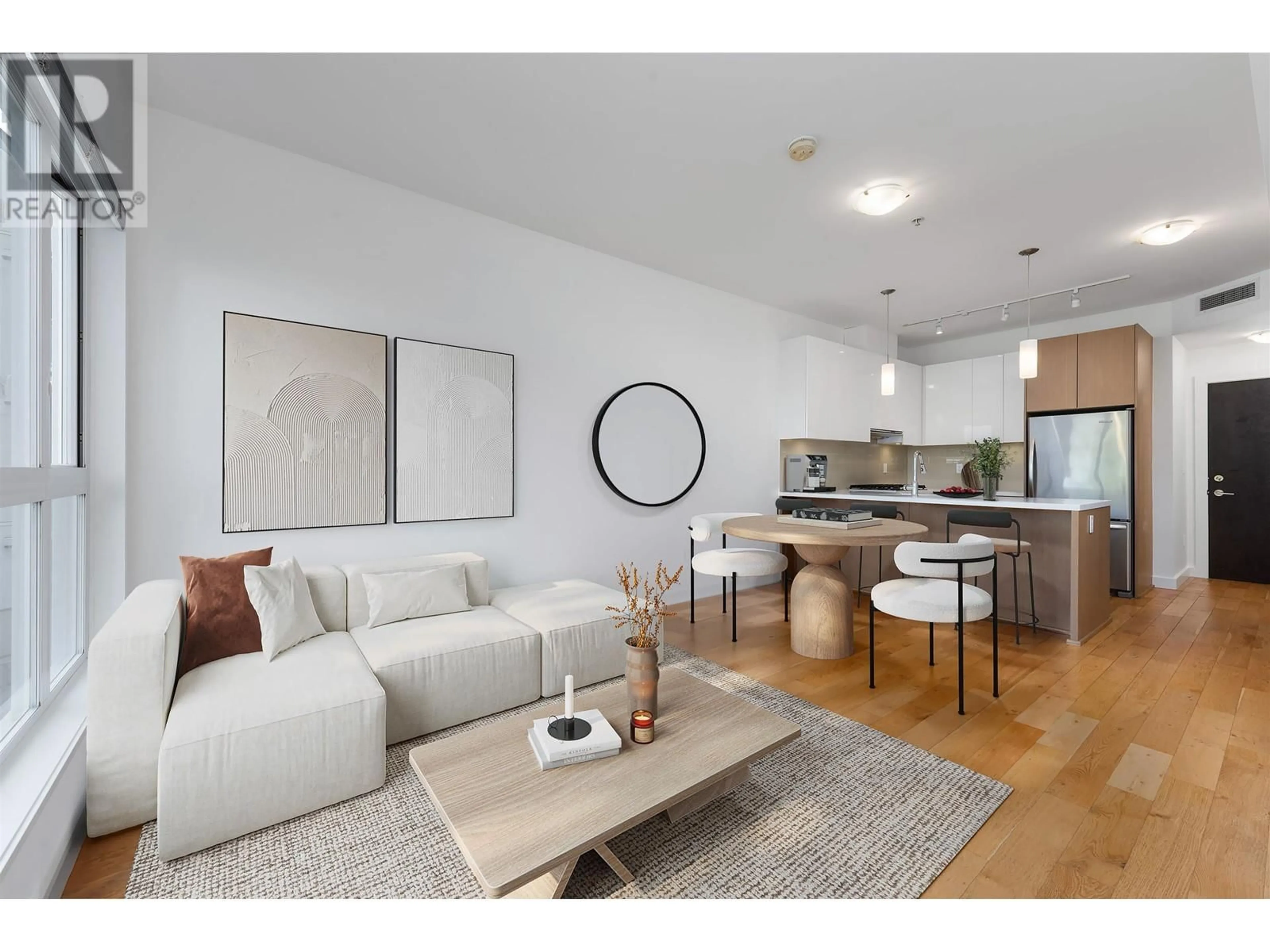 Living room with furniture, wood/laminate floor for 330 - 5399 CEDARBRIDGE WAY, Richmond British Columbia V6X0L6