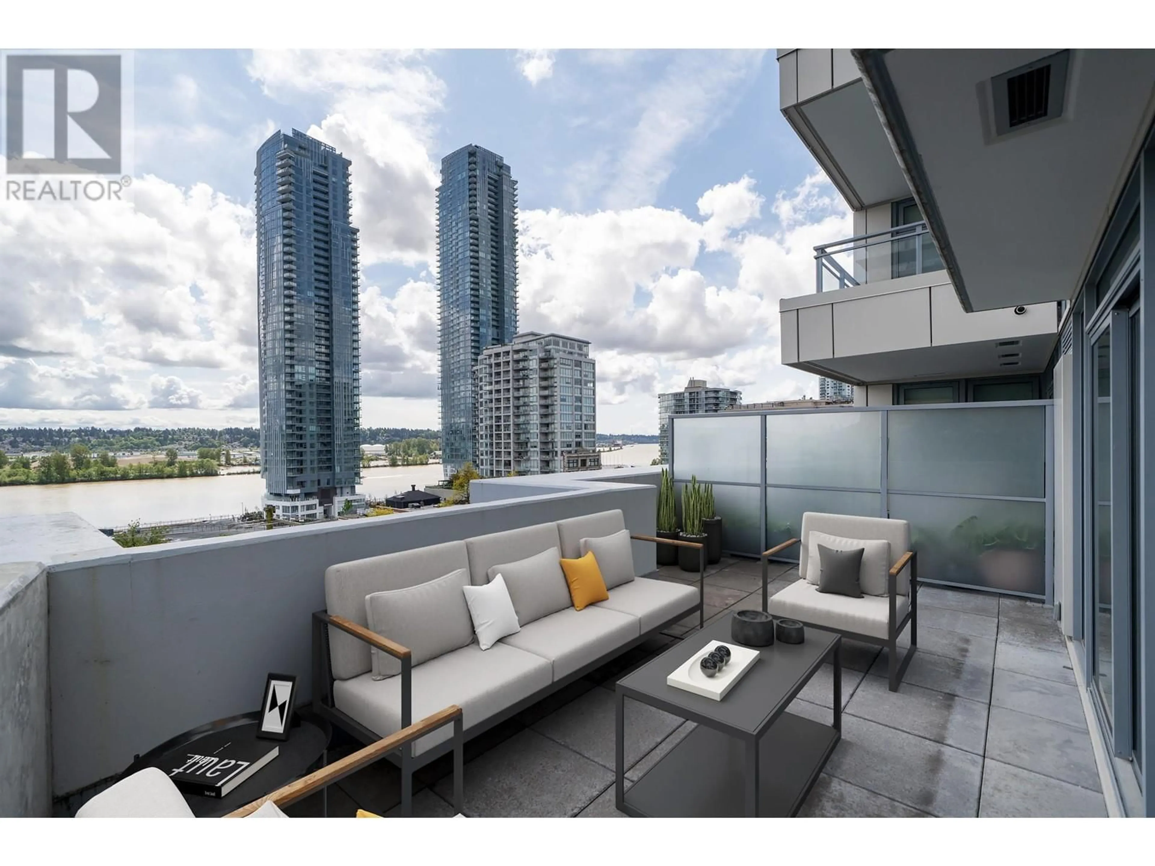 Patio, city buildings view from balcony for 417 - 618 CARNARVON STREET, New Westminster British Columbia V3M0N9