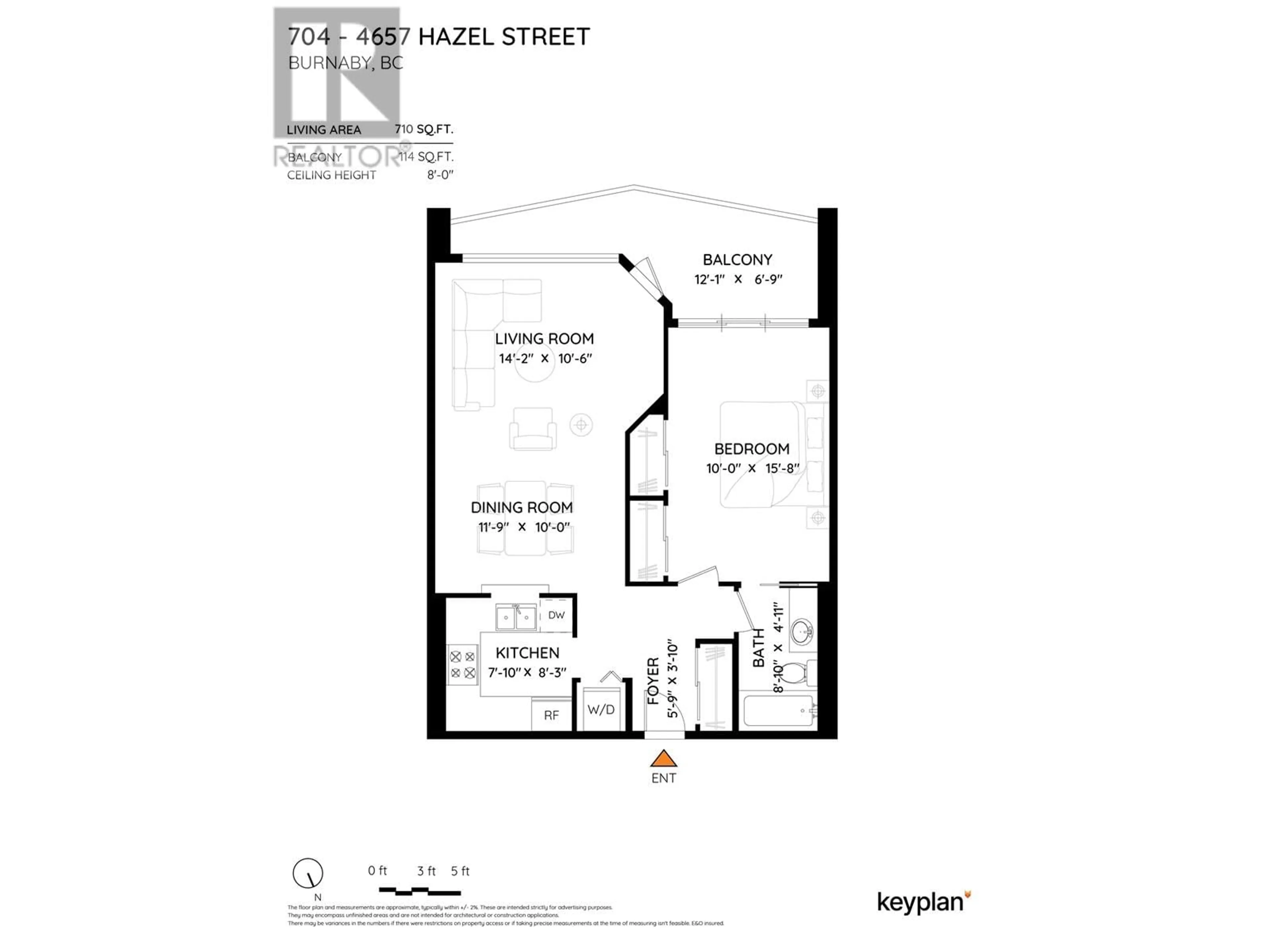 Floor plan for 704 - 4657 HAZEL STREET, Burnaby British Columbia V5H4R2