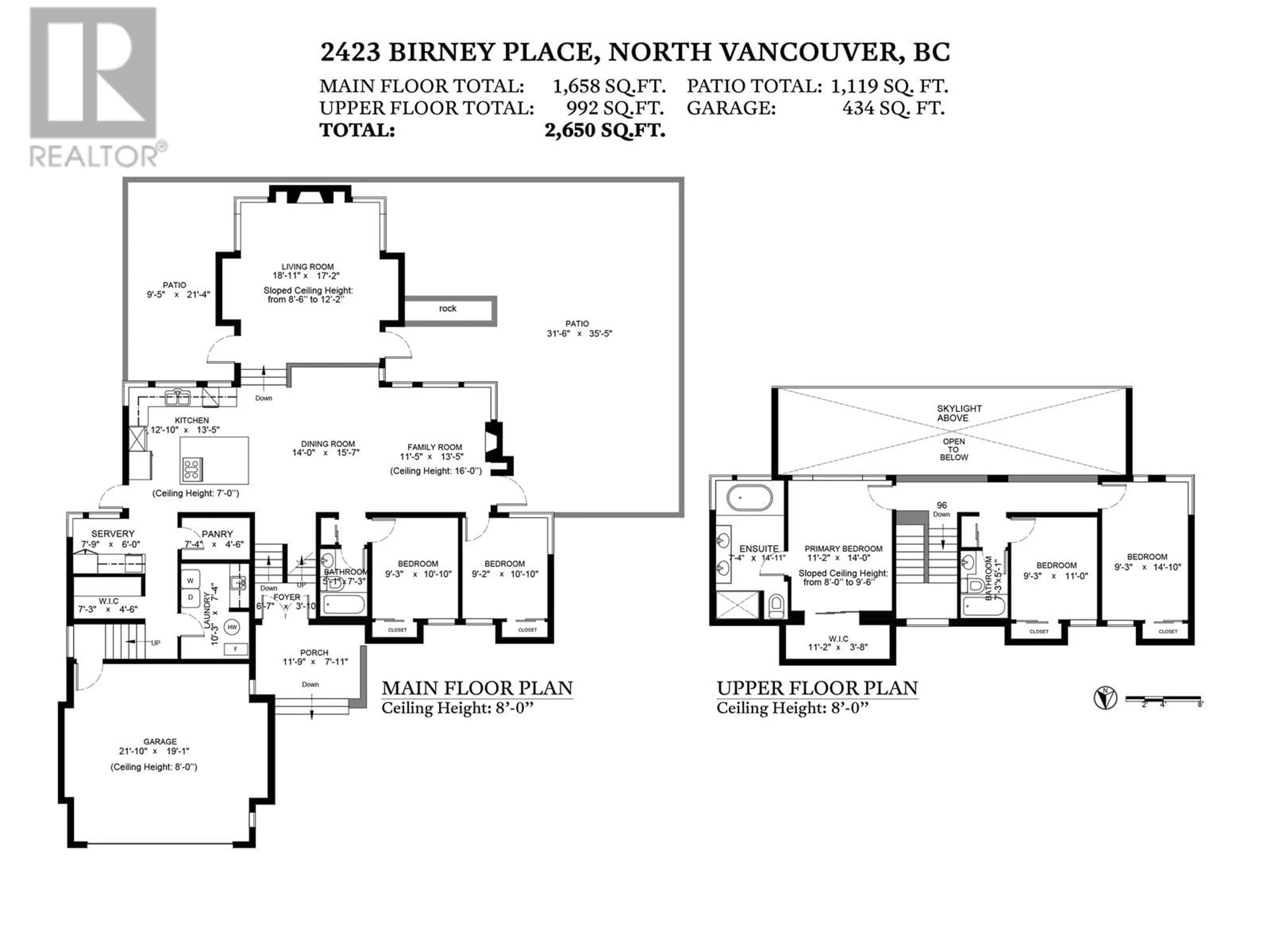 Floor plan for 2423 BIRNEY PLACE, North Vancouver British Columbia V7H1J8