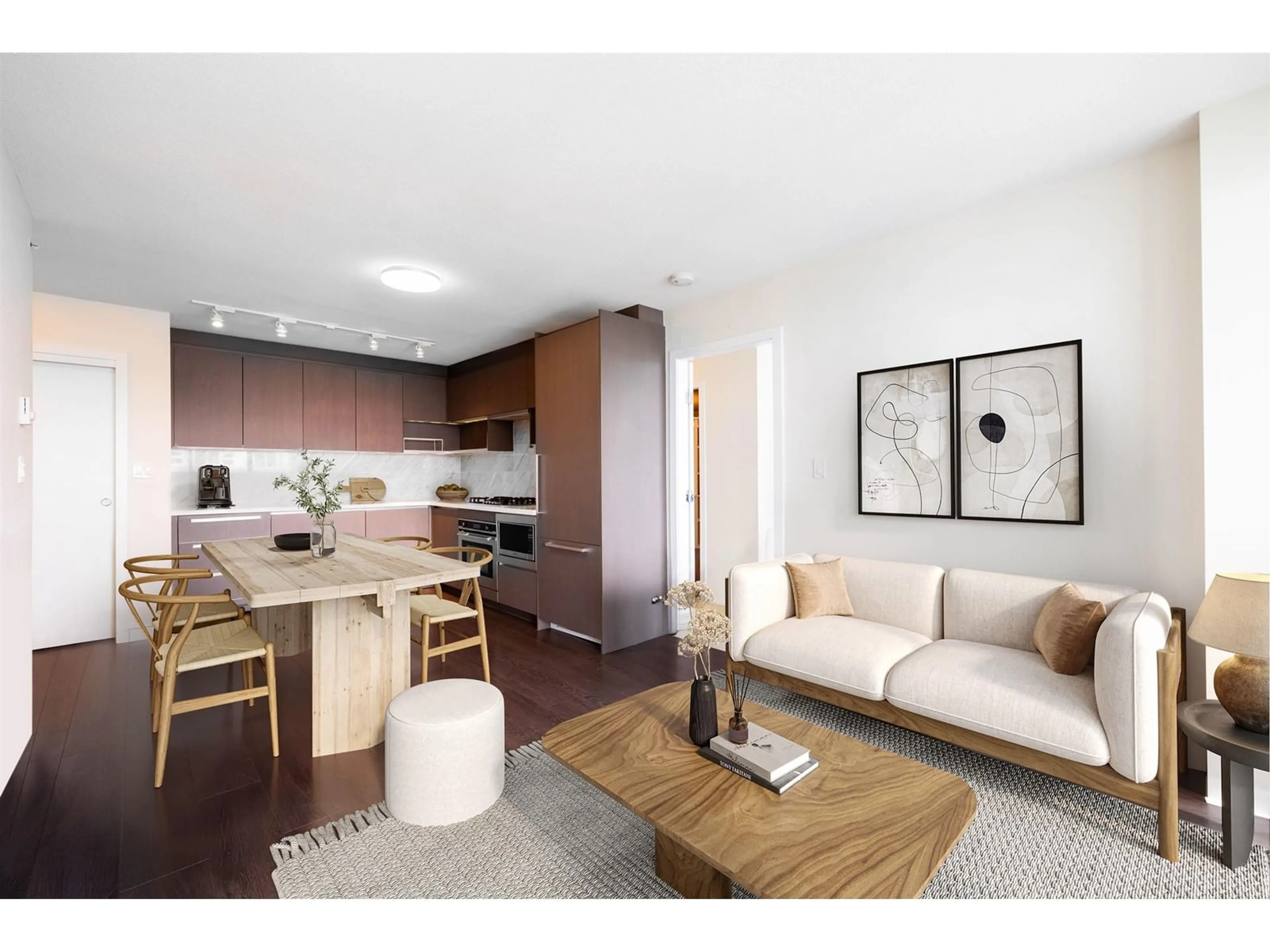 Living room with furniture, wood/laminate floor for 4501 - 13750 100, Surrey British Columbia V3T0L3