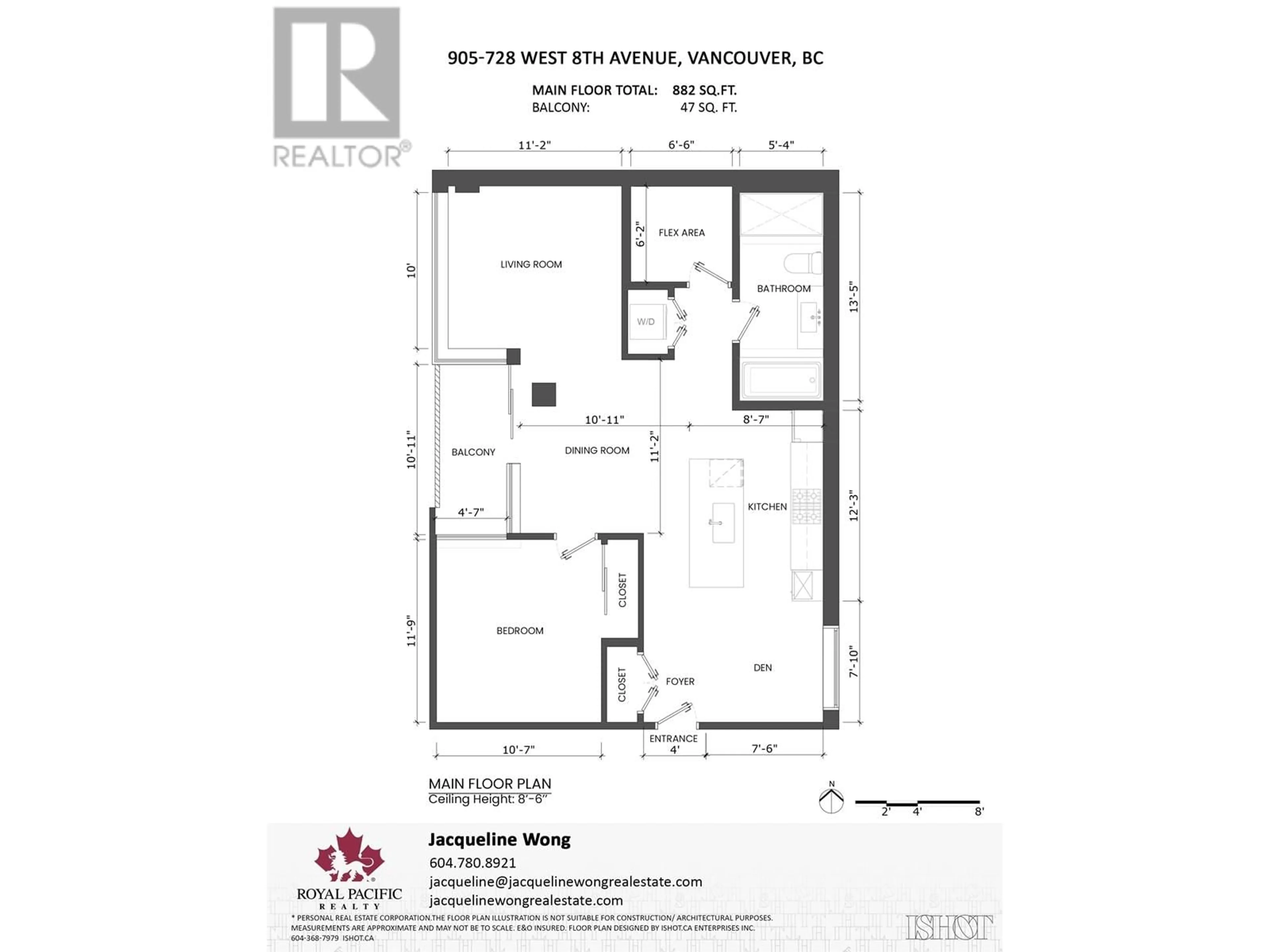 Floor plan for 905 - 728 8TH AVENUE, Vancouver British Columbia V5Z0B8