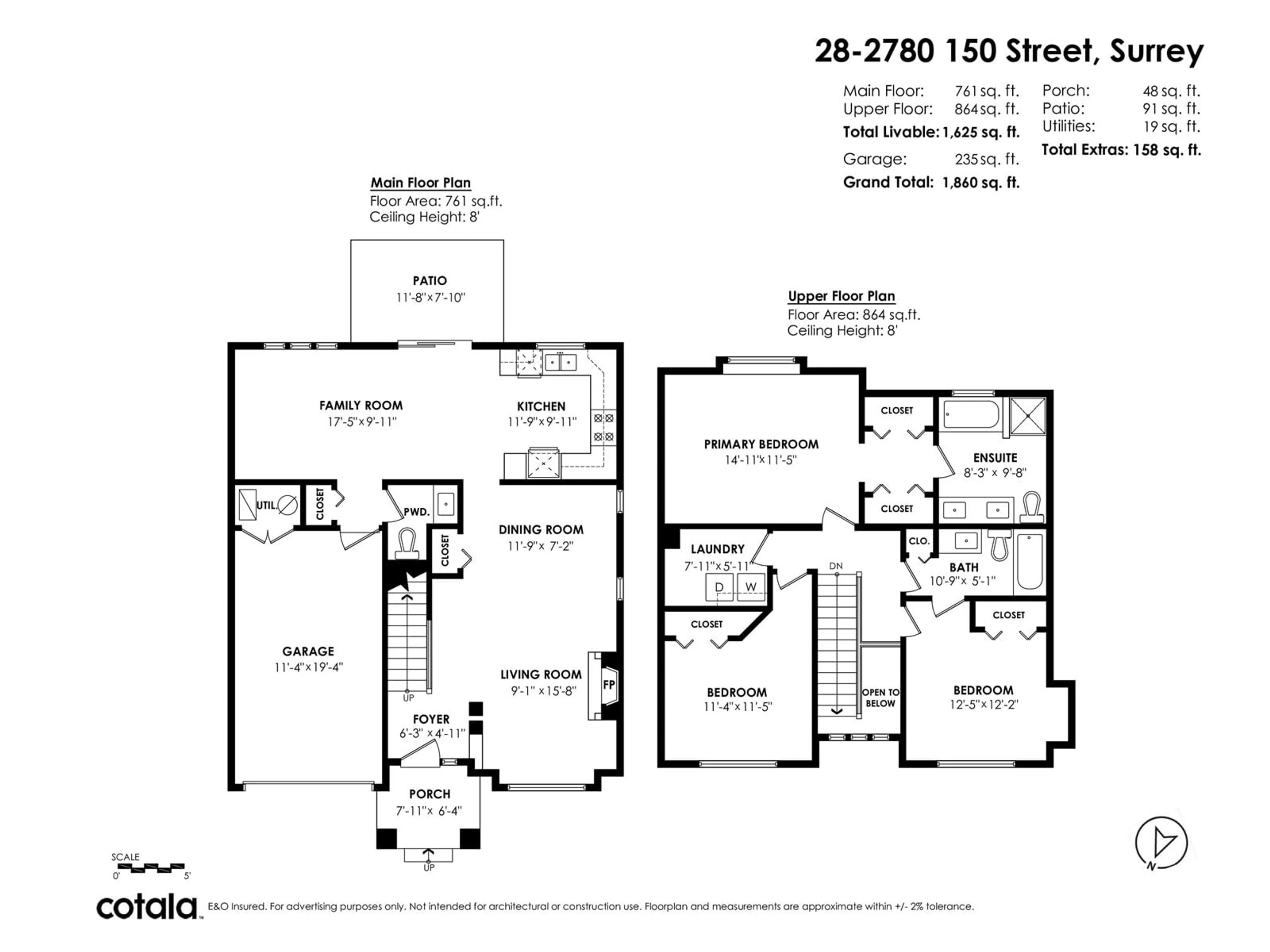 Floor plan for 28 - 2780 150, Surrey British Columbia V4P1P1