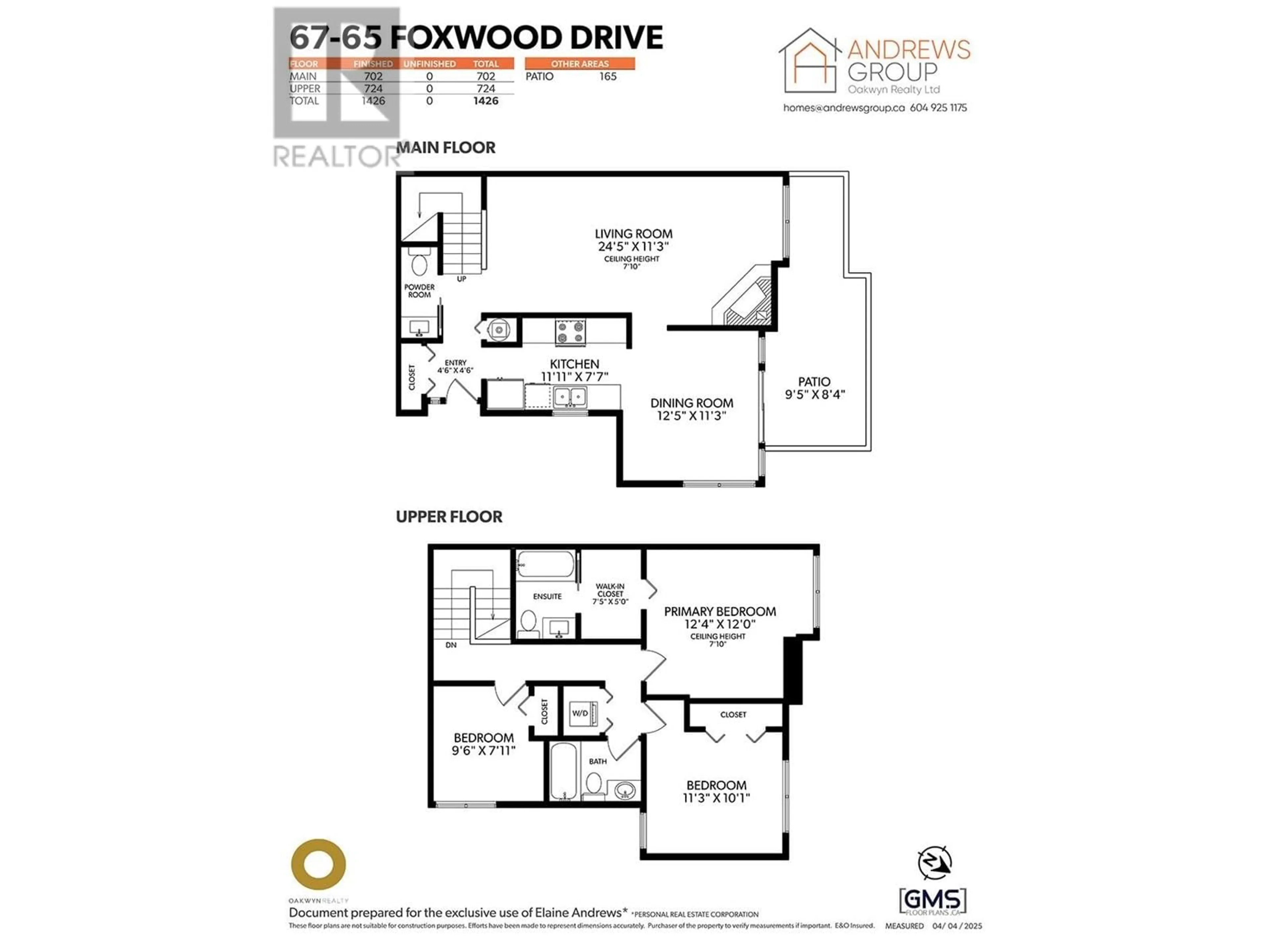 Floor plan for 67 - 65 FOXWOOD DRIVE, Port Moody British Columbia V3H4Z5