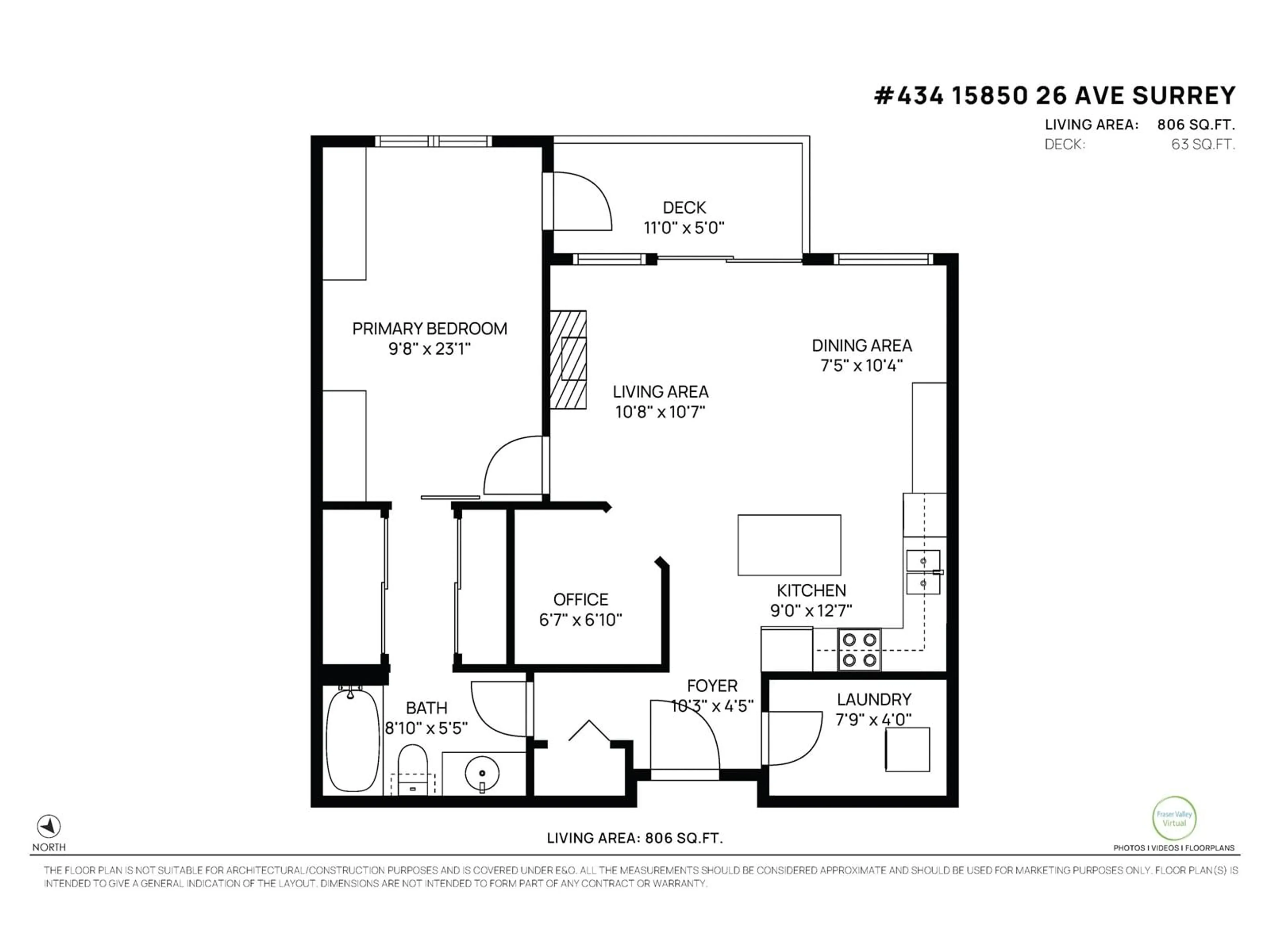 Floor plan for 434 - 15850 26, Surrey British Columbia V3Z2N6