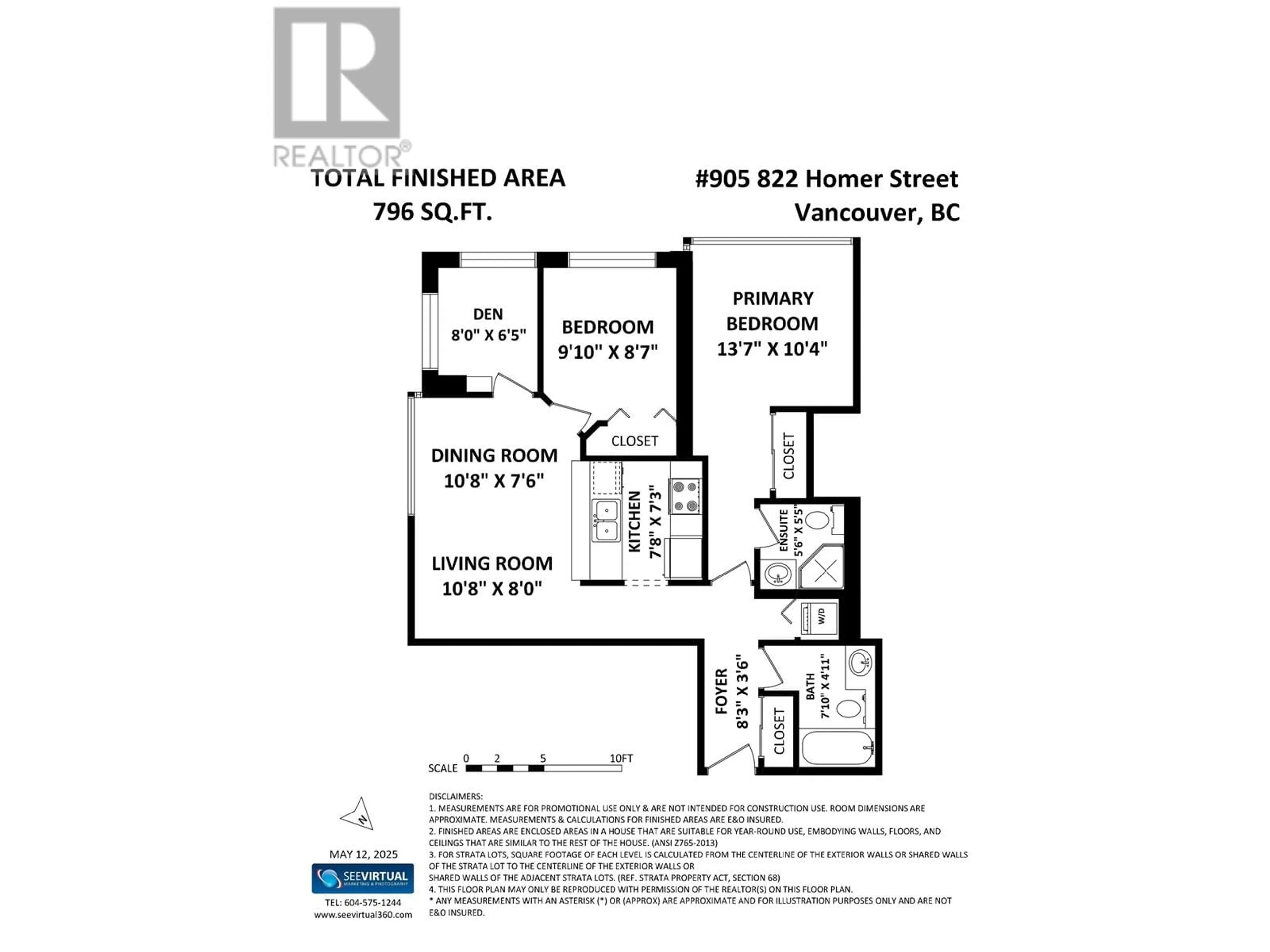 Floor plan for 905 - 822 HOMER STREET, Vancouver British Columbia V6B6M3