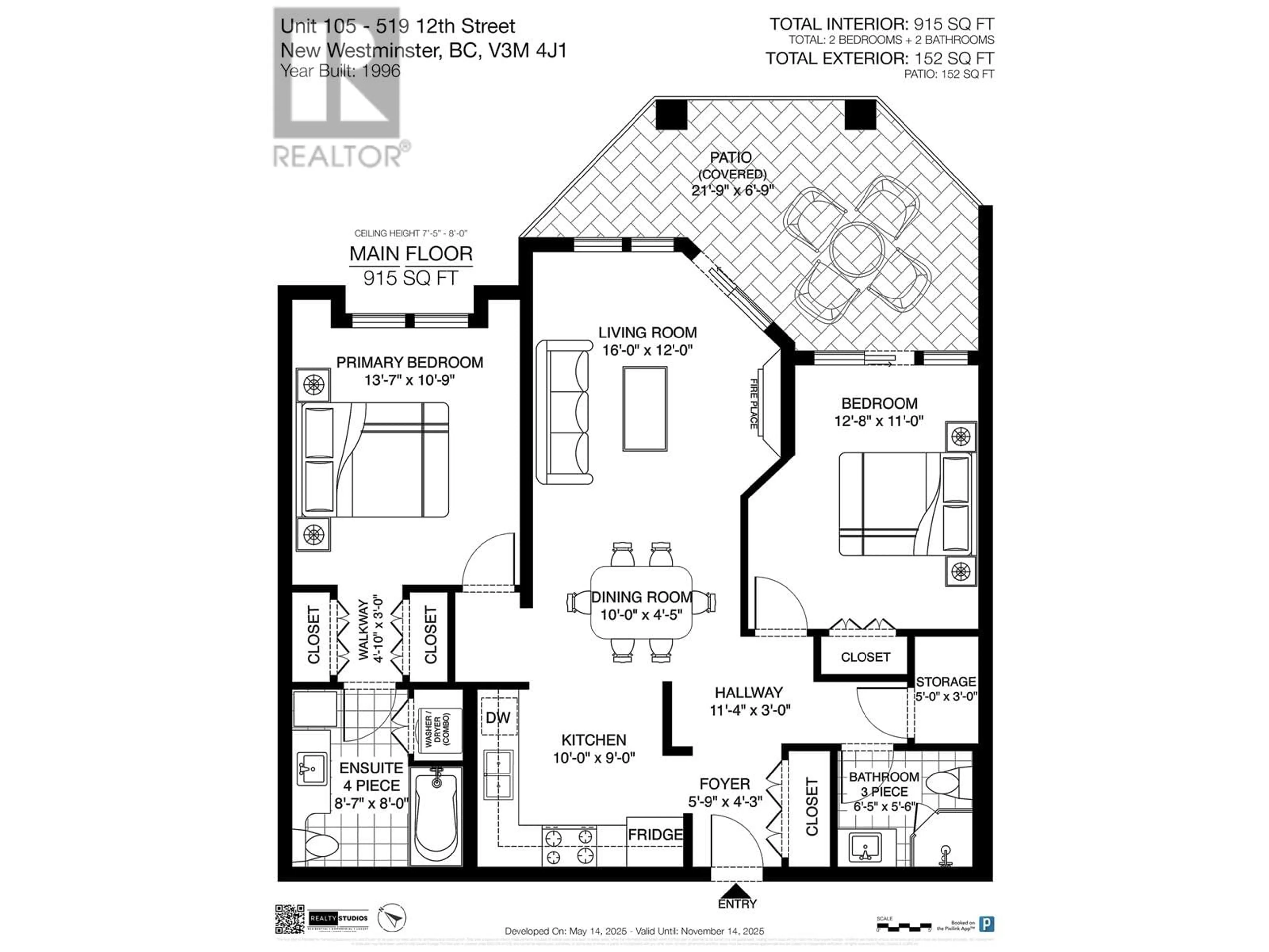 Floor plan for 105 - 519 TWELFTH STREET, New Westminster British Columbia V3M6V9