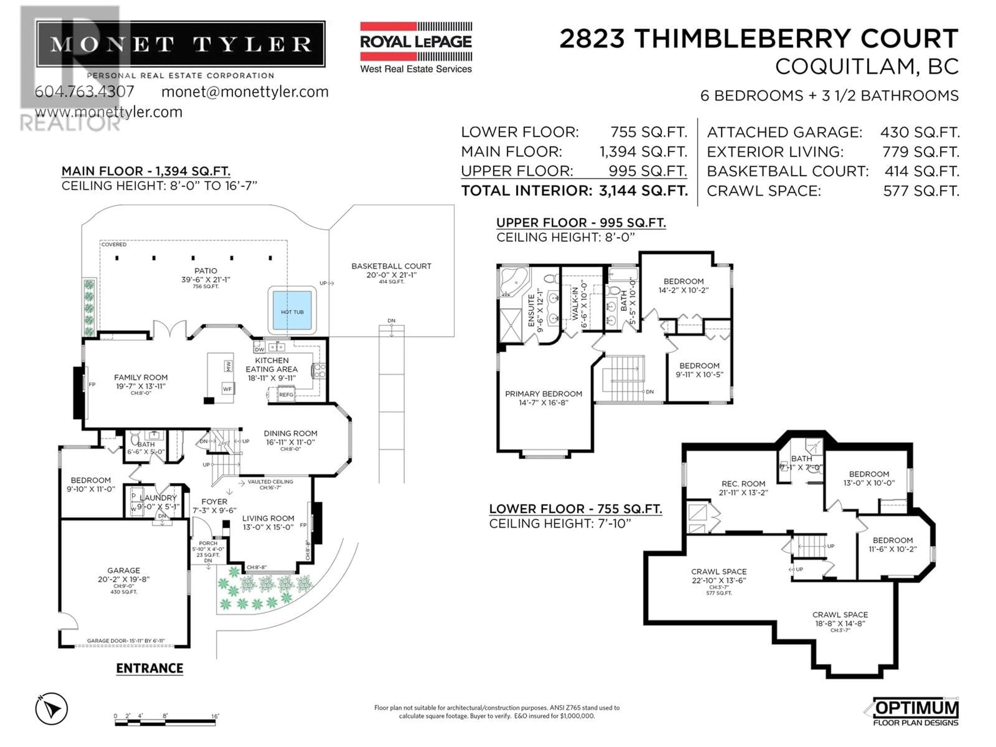 Floor plan for 2823 THIMBLEBERRY COURT, Coquitlam British Columbia V3E2T3