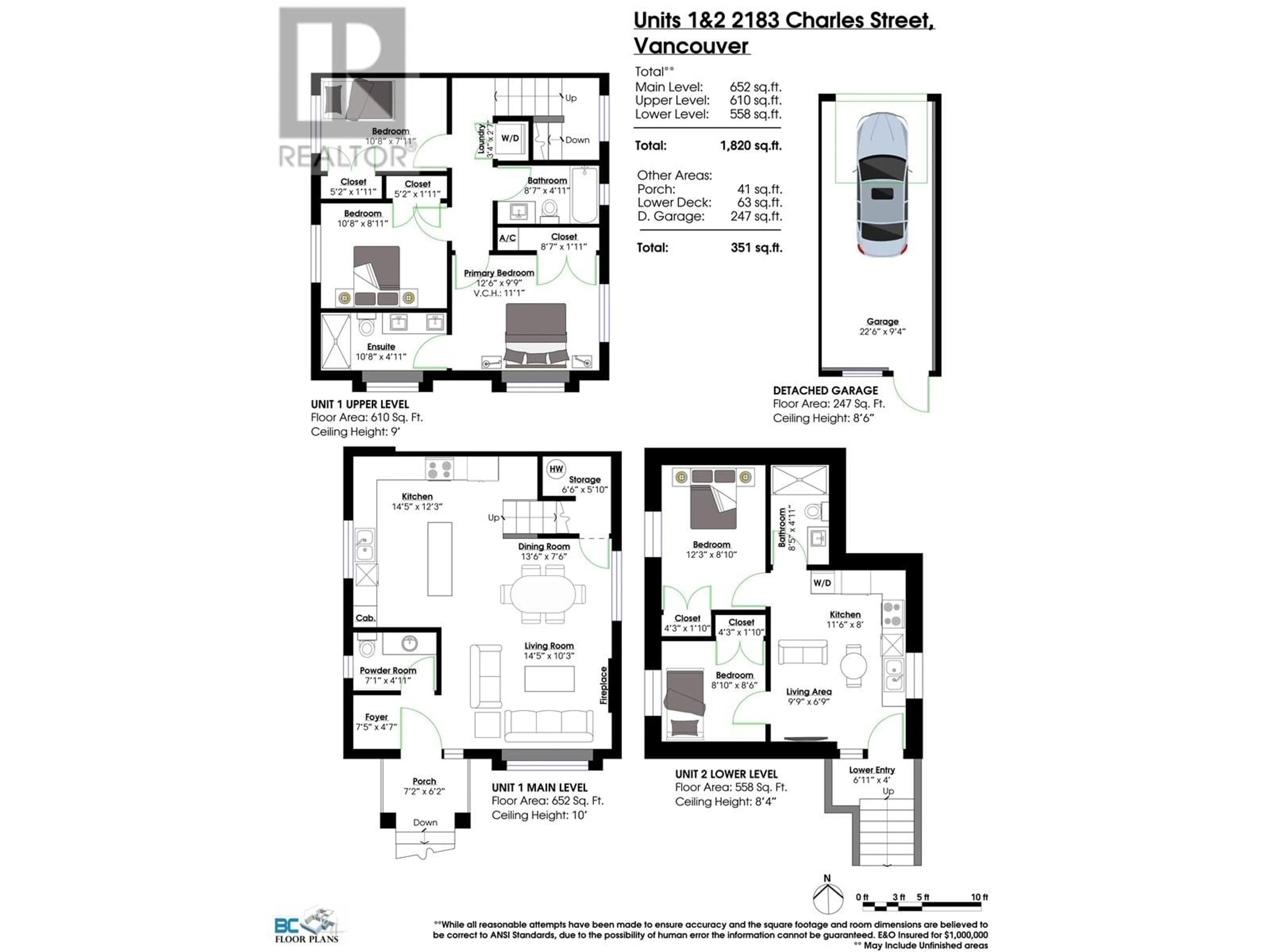 Floor plan for 1 & 2 - 2183 CHARLES STREET, Vancouver British Columbia V5L2V2