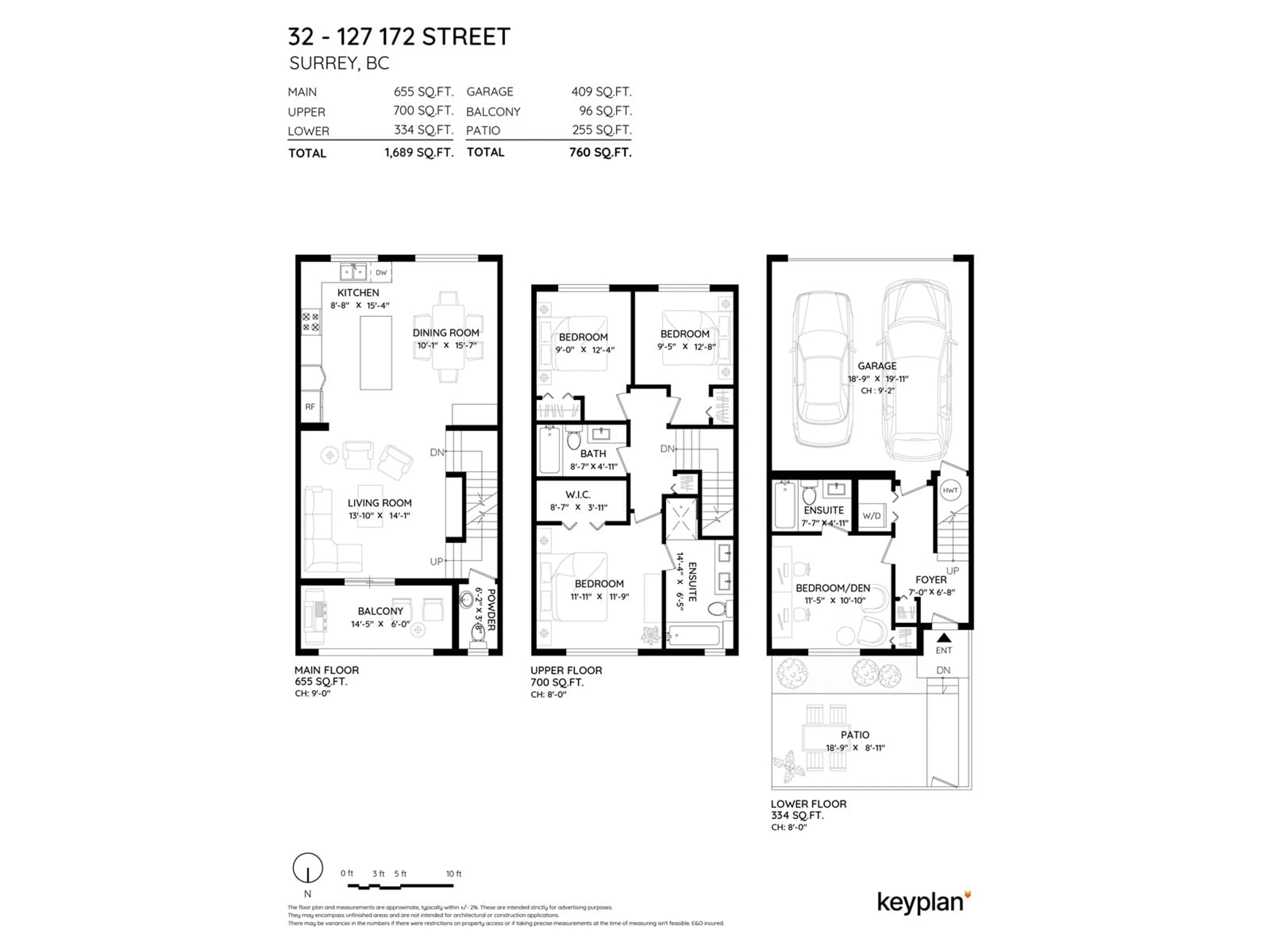Floor plan for 32 - 127 172, Surrey British Columbia V3Z0W9