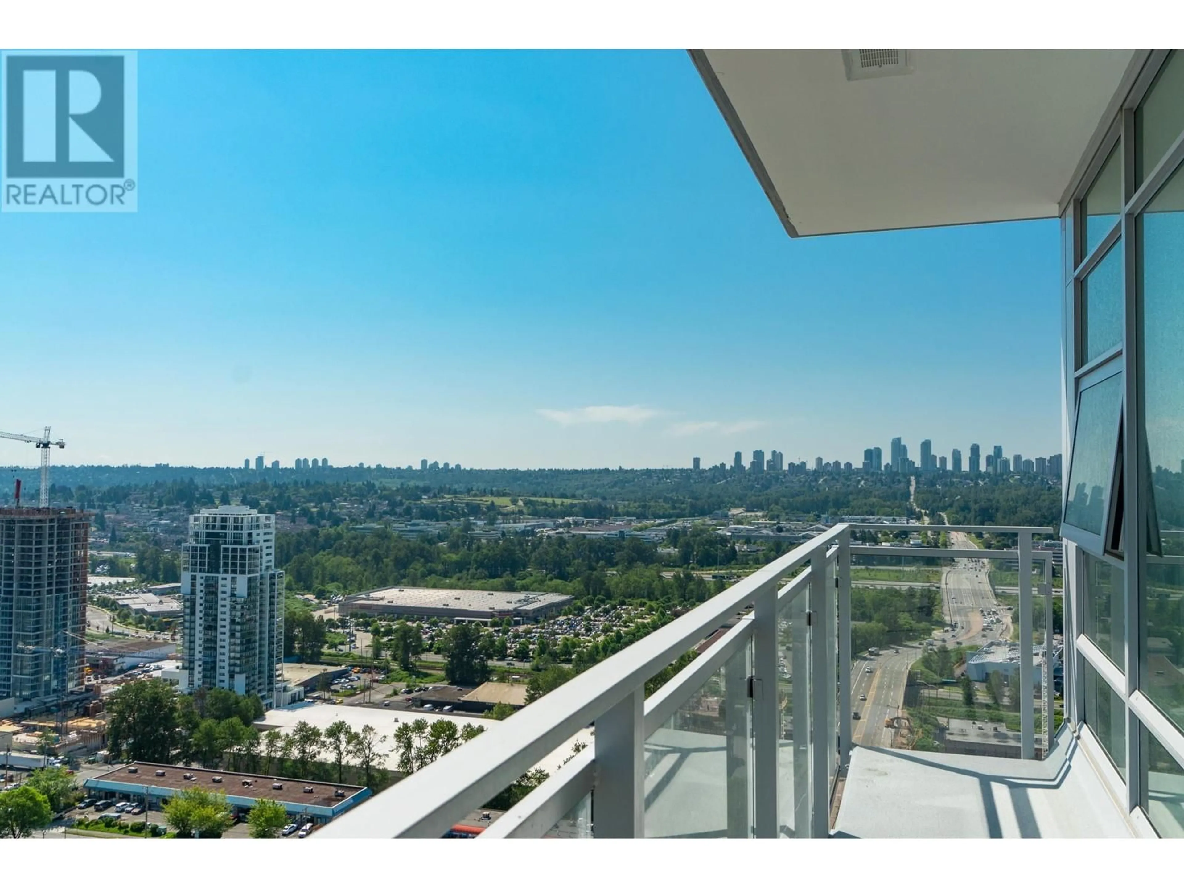 Balcony in the apartment, city buildings view from balcony for 2604 - 4485 SKYLINE DRIVE, Burnaby British Columbia V5C0J2