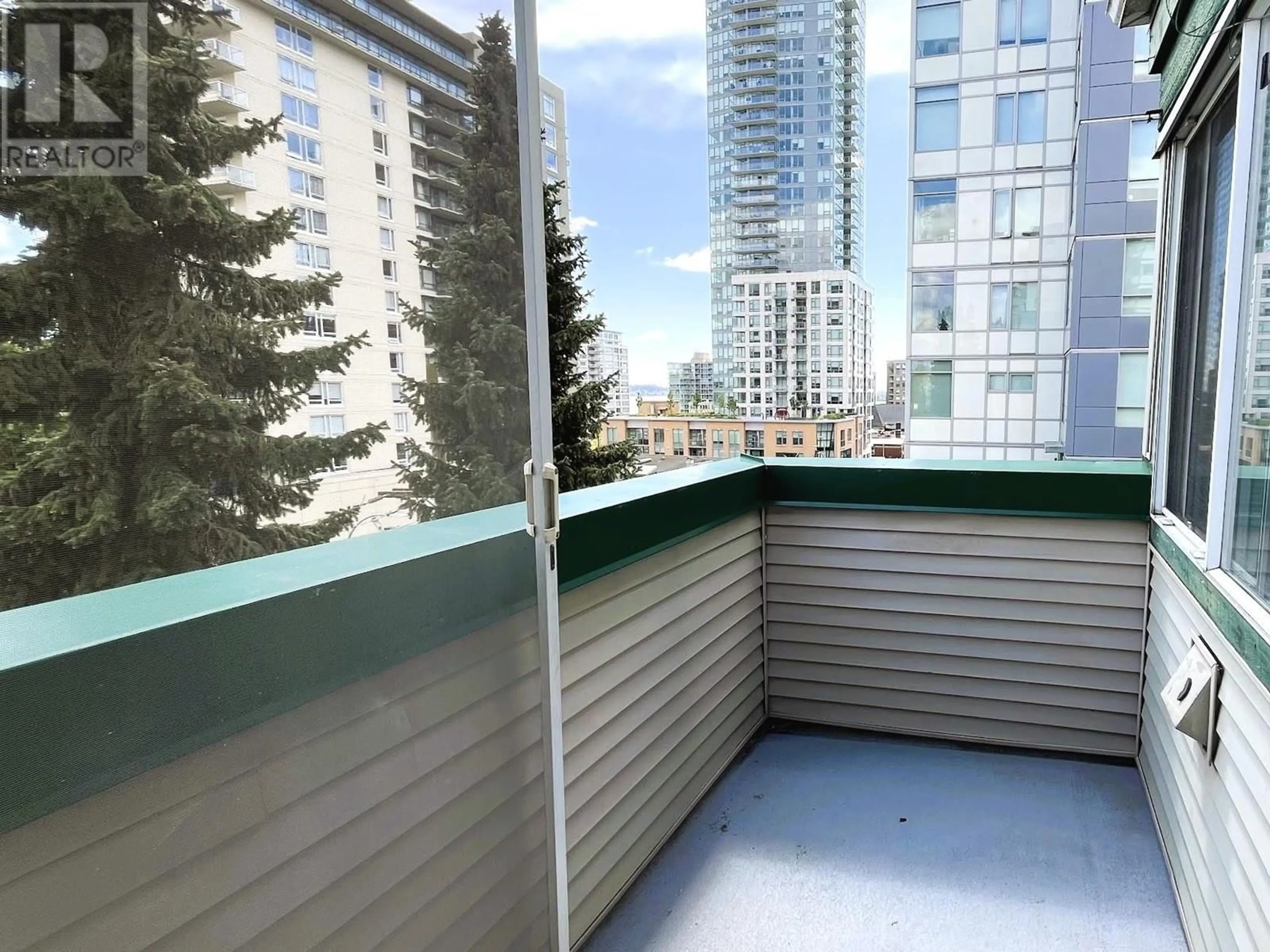 Balcony in the apartment, city buildings view from balcony for 403 - 509 CARNARVON STREET, New Westminster British Columbia X1A3A6