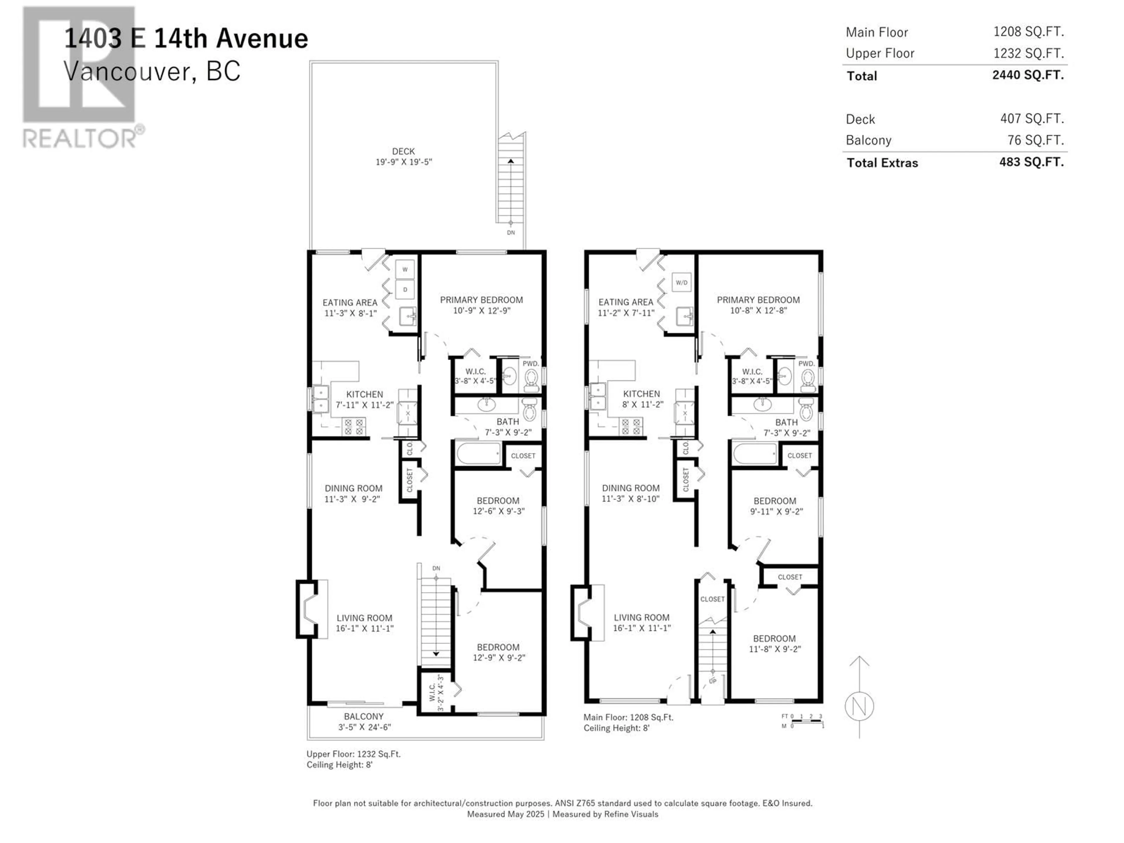 Floor plan for 1405 - - 1403 14TH AVENUE, Vancouver British Columbia V5N2C7
