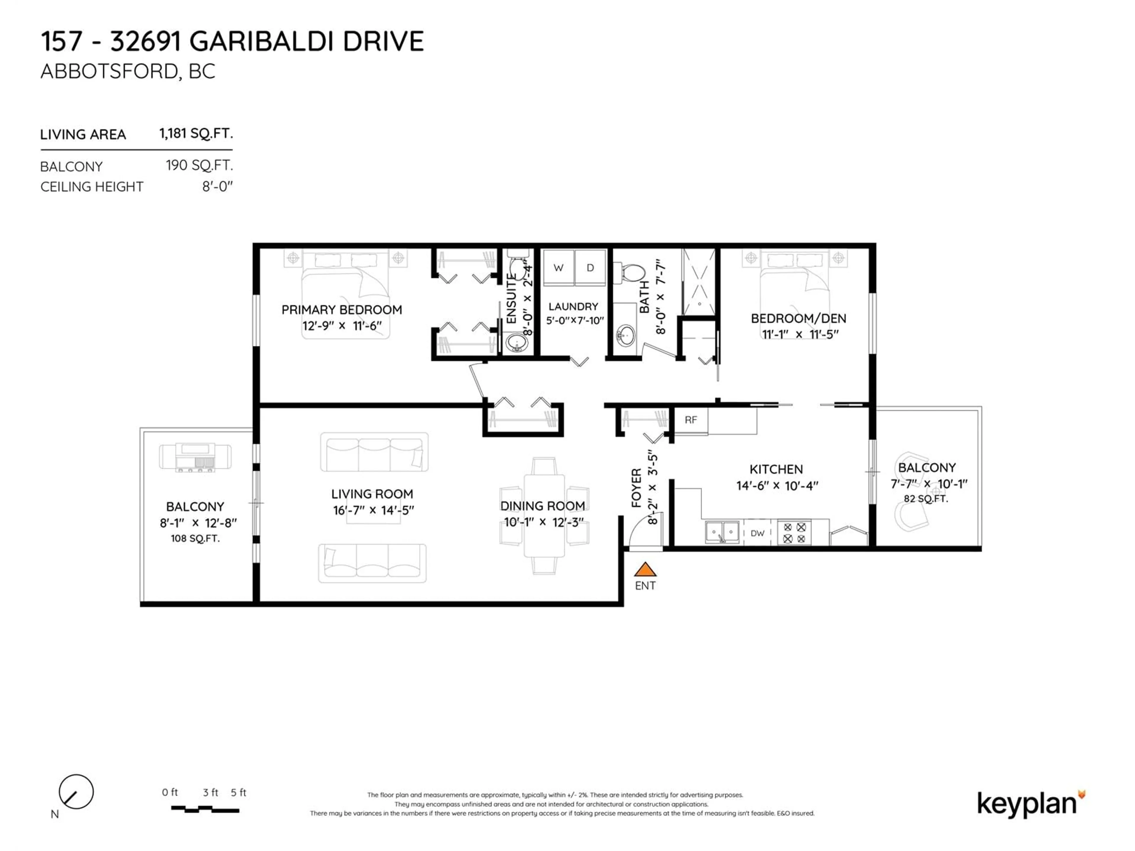 Floor plan for 157 - 32691 GARIBALDI, Abbotsford British Columbia V2T5T7