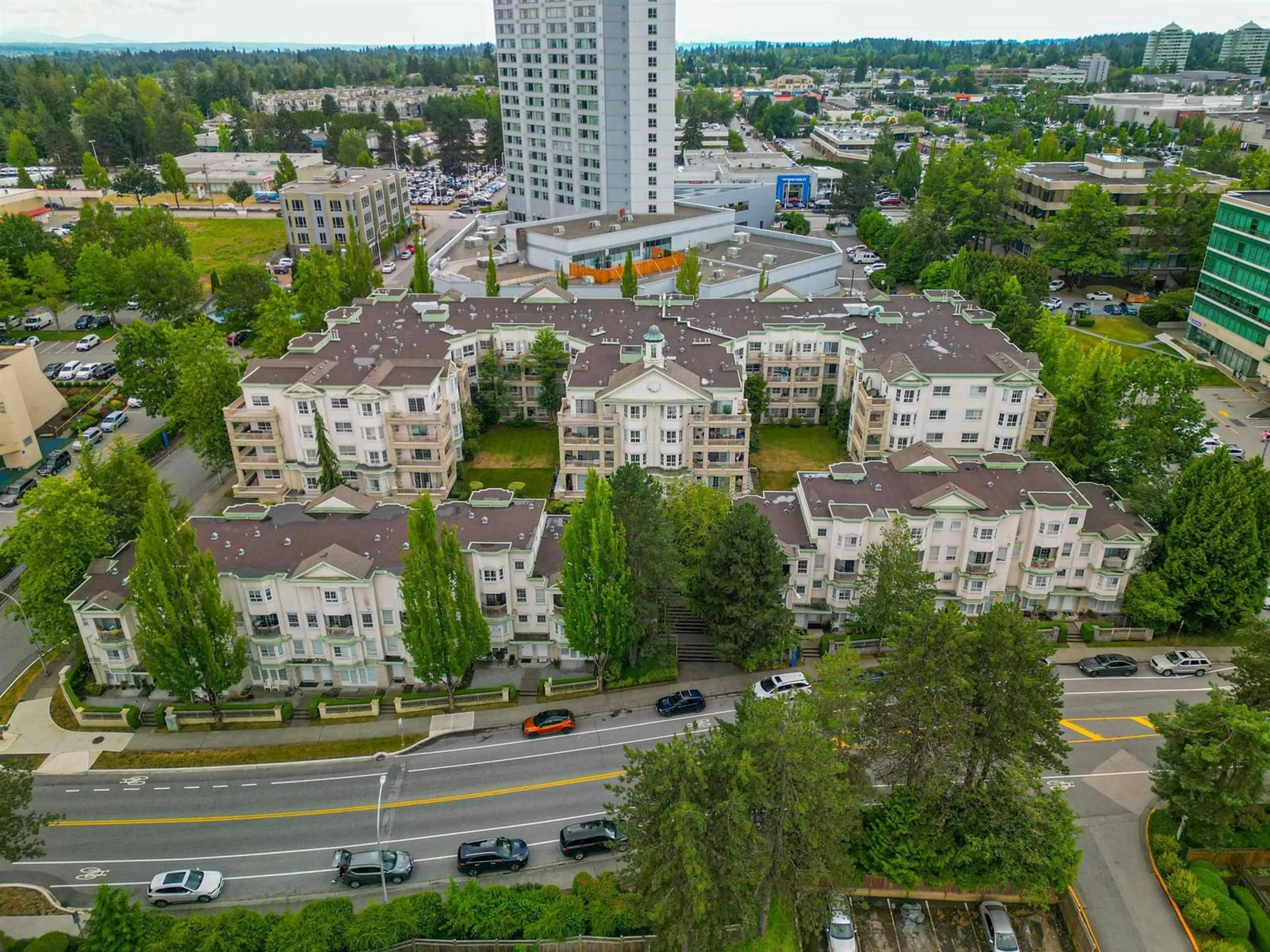 A pic from outside/outdoor area/front of a property/back of a property/a pic from drone, city buildings view from balcony for 218 - 15268 105, Surrey British Columbia V3R0W8