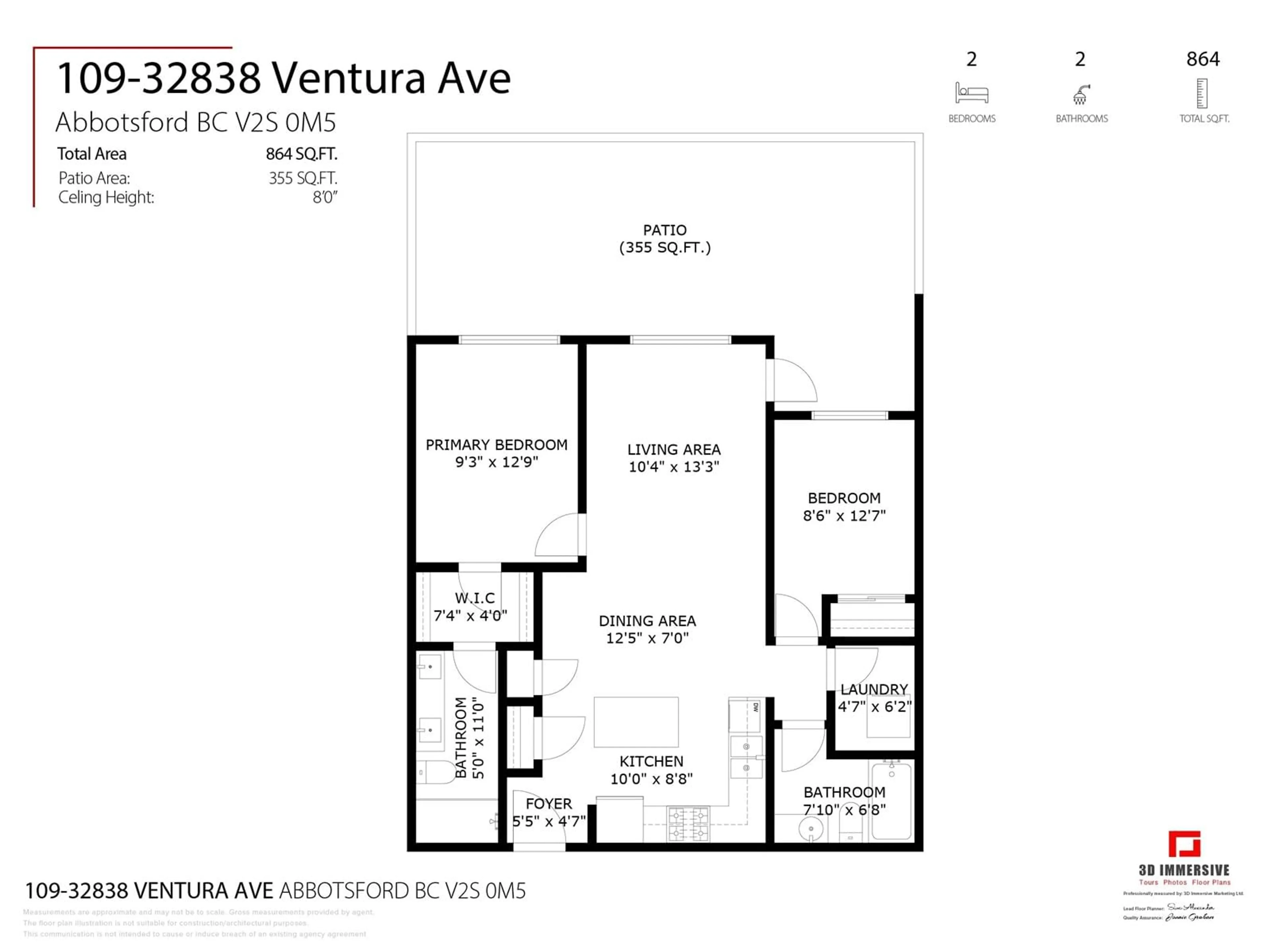 Floor plan for 109 - 32838 VENTURA, Abbotsford British Columbia V2S0M5