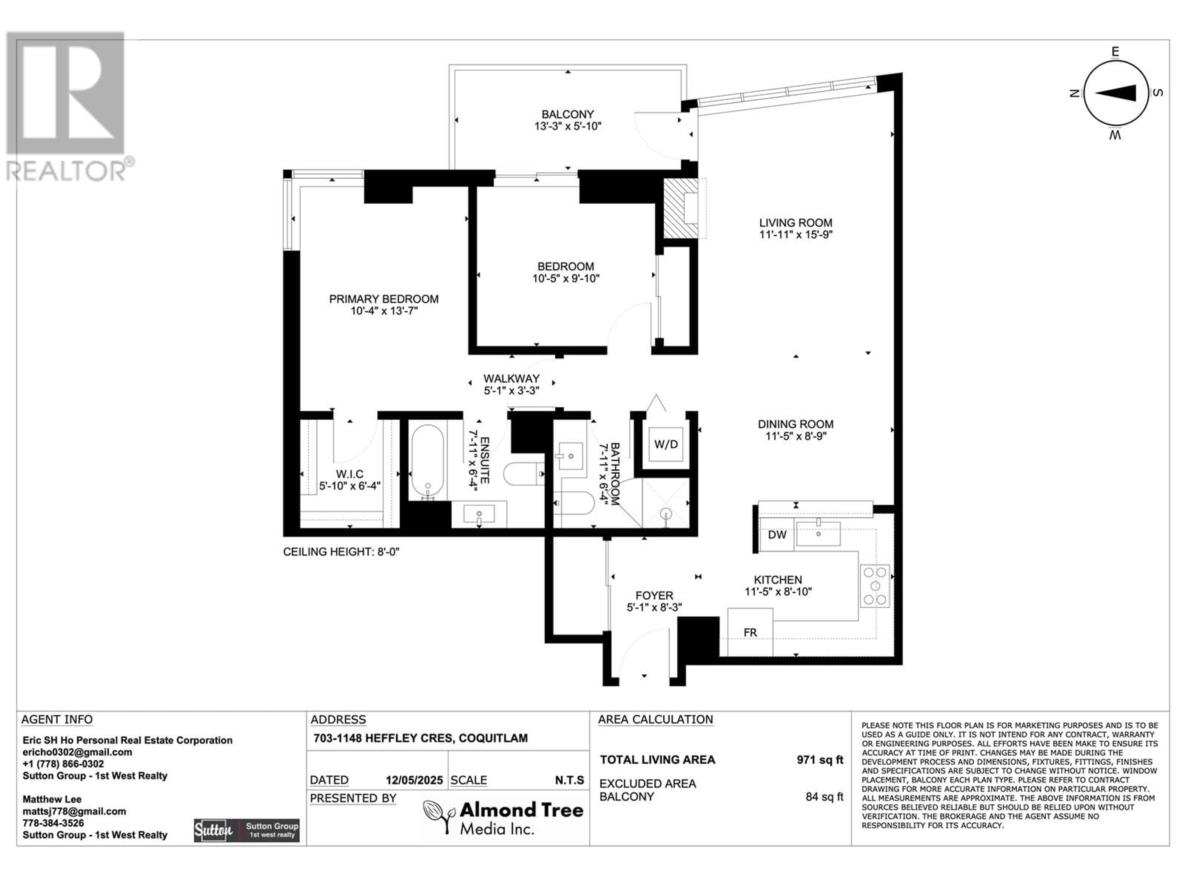 Floor plan for 703 - 1148 HEFFLEY CRESCENT, Coquitlam British Columbia V3B8A6