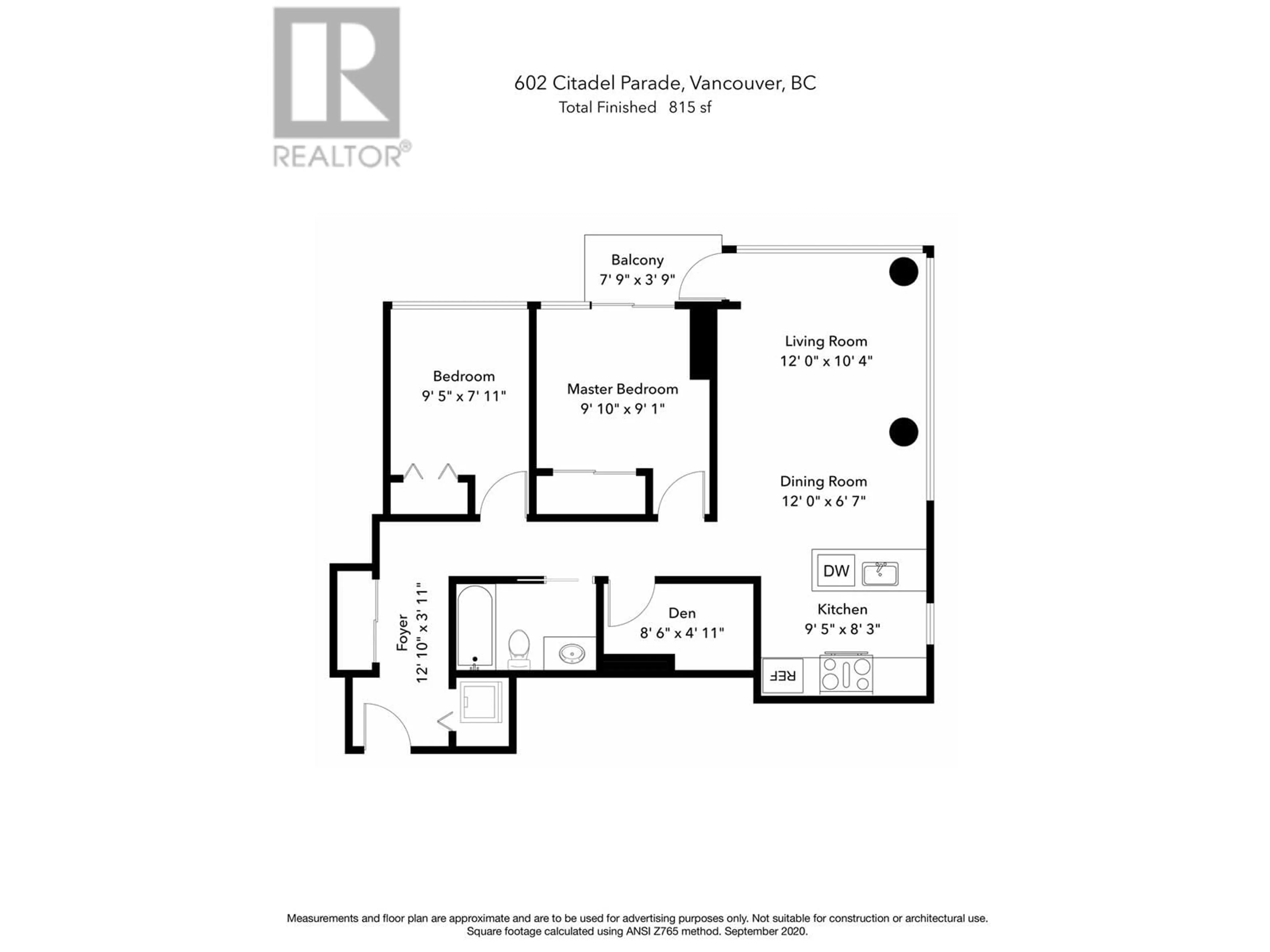 Floor plan for 2901 - 602 CITADEL PARADE, Vancouver British Columbia V6B1X2